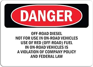 Danger - Off-Road Diesel Not for Use in On-Road Vehicles | Label Decal Sticker Retail Store Sign Sticks to Any Surface 8"
