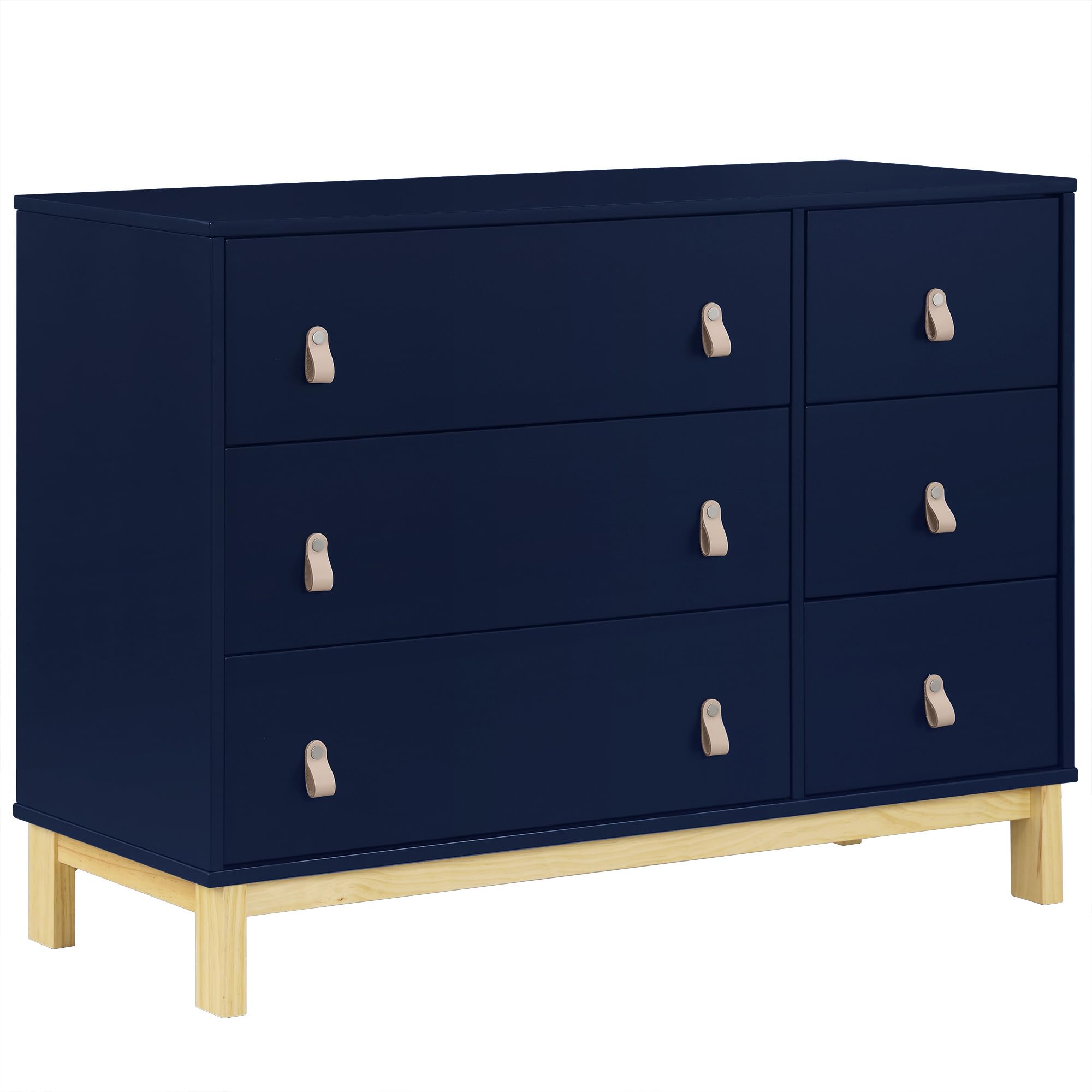 GAP babyGap Legacy 6 Drawer Dresser with Leather Pulls and Interlocking Drawers - Greenguard Gold Certified, Navy/Natural