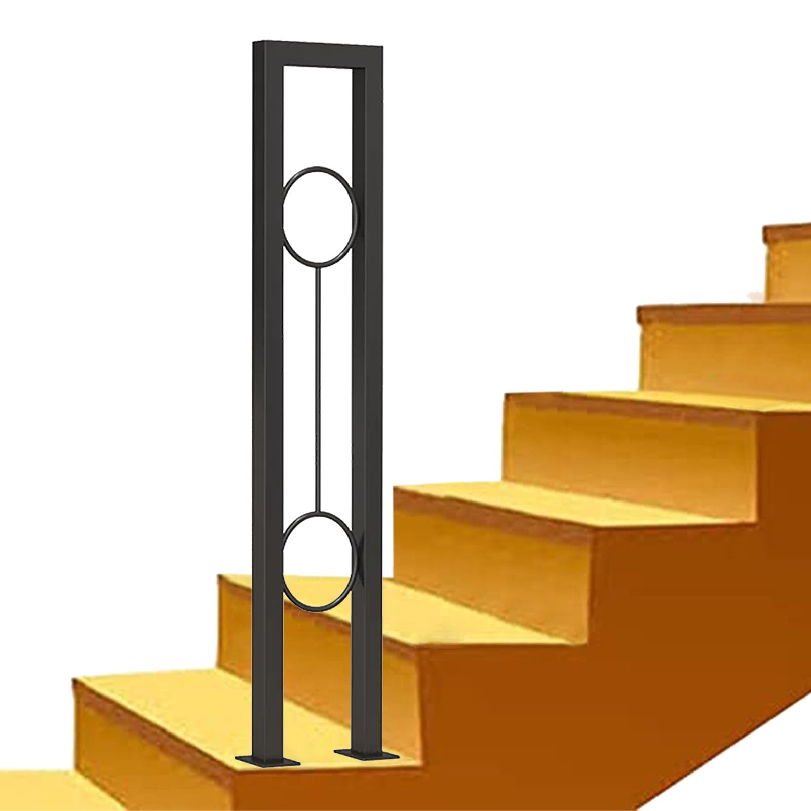 Modern Banister Handrail for Stairs Indoor and Outdoor, Black U-Shaped Stair Railing Support Rod for Villa Loft Corridor Garden Porch, Easy to Install(90cm/35in)