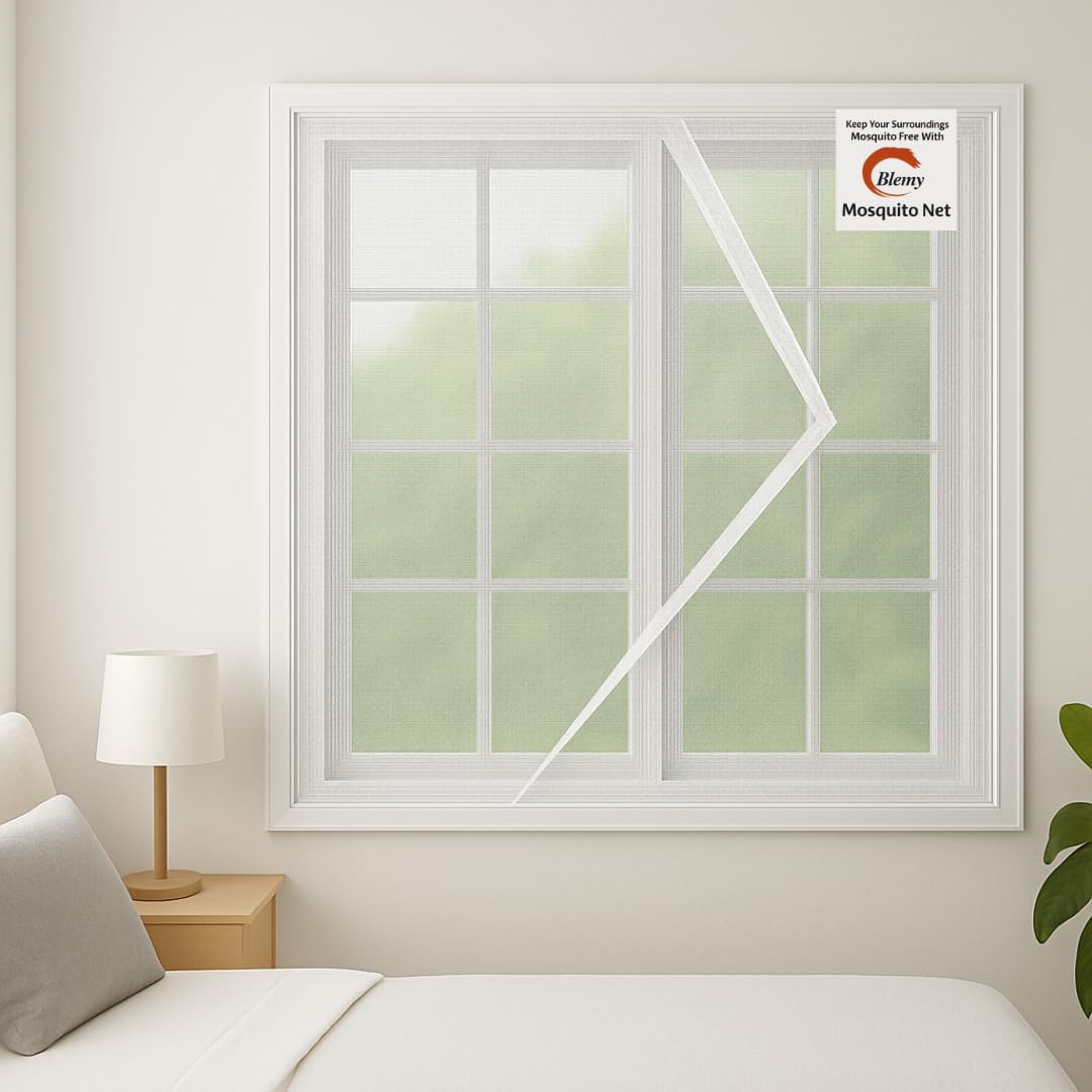Window Mosquito Net Screen, 4X5 Modern Design with Diagonal Pattern (White, 4ft x 5ft)-image-41