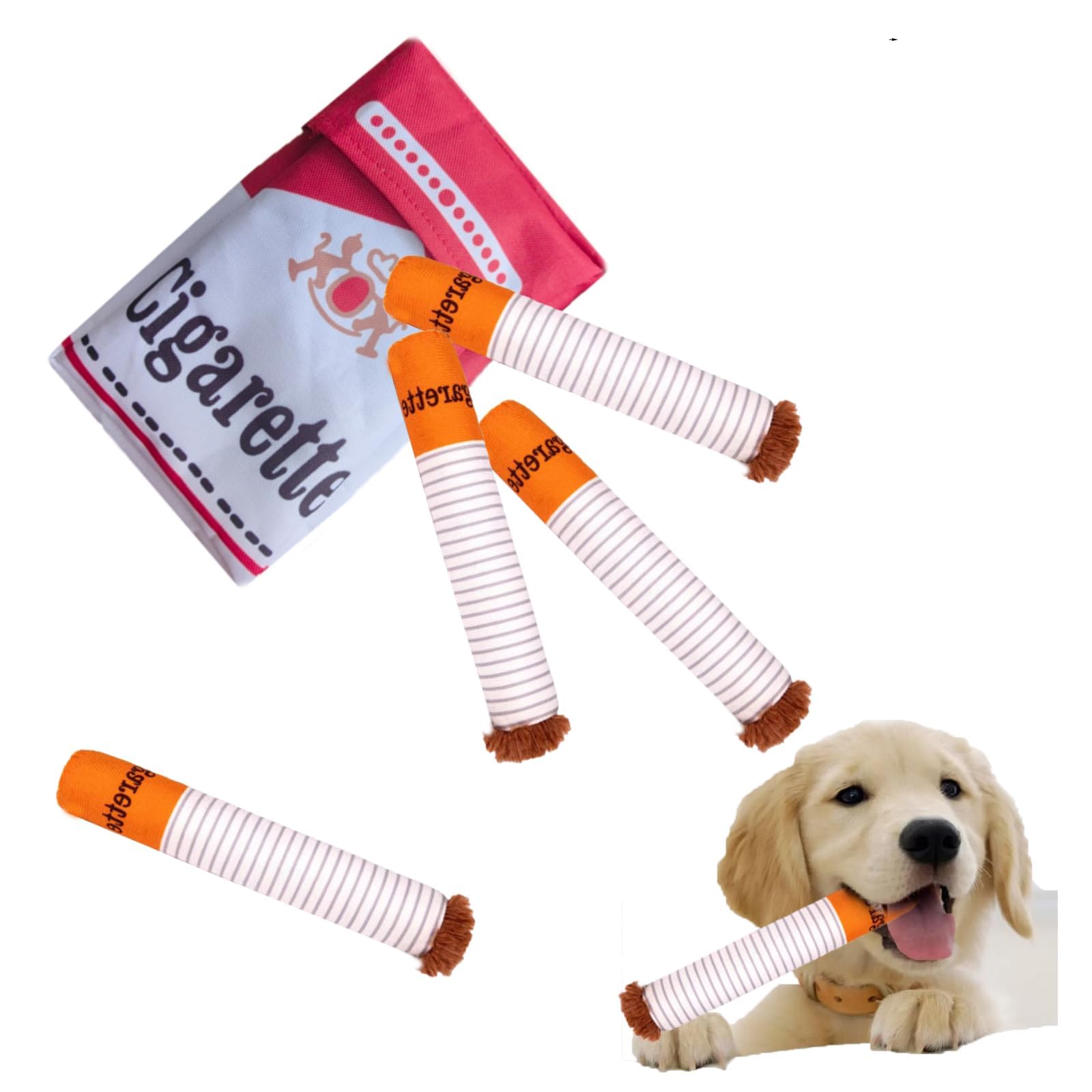 Interactive Cigarette Dog Toy - Teething, Squeaky Cigar, Giggling Chewing Toy for Small Dogs