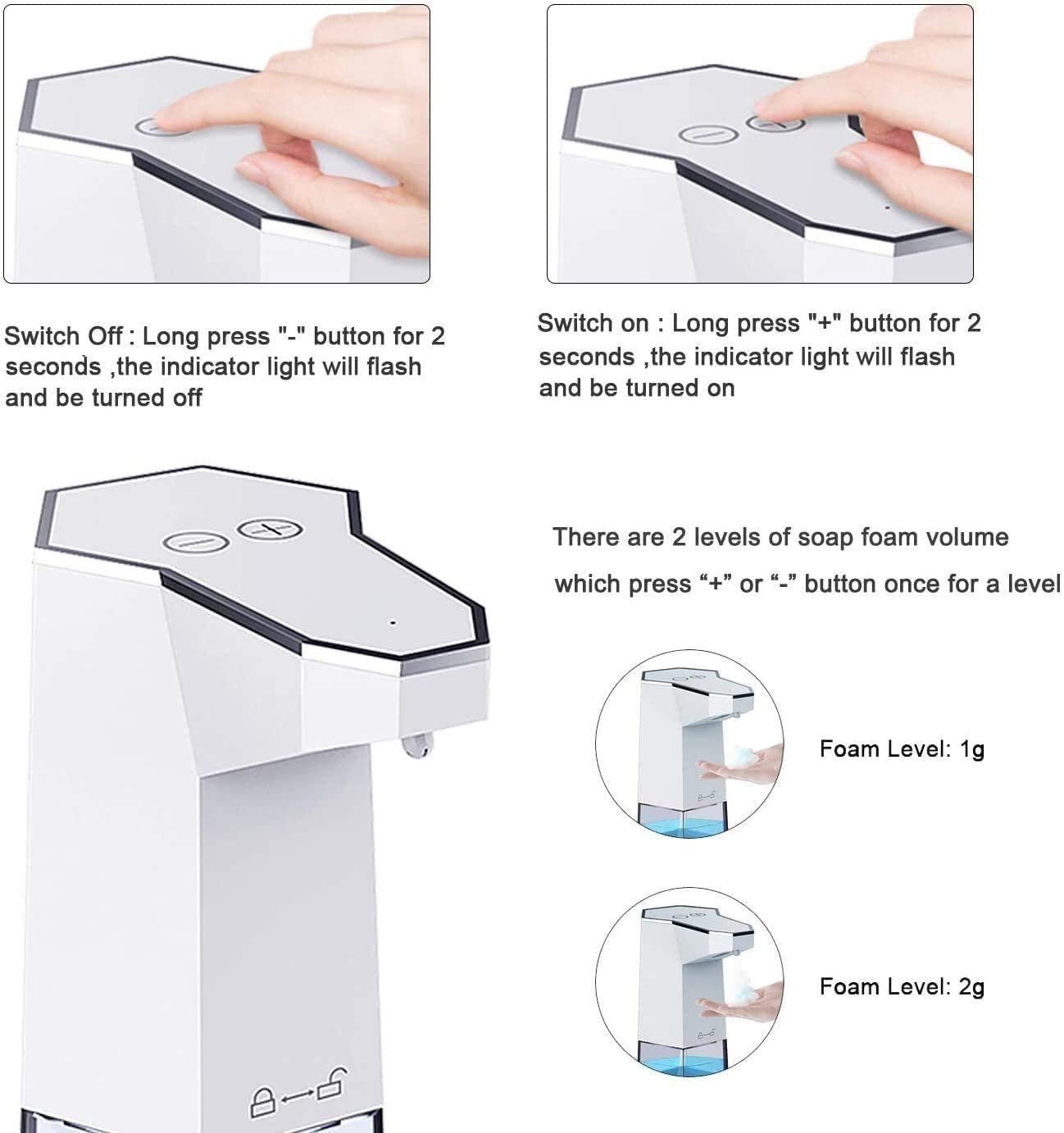 Distributore di Sapone Automatico, Dispenser di Sapone schiumogeno touchless 12oz, distributore di Sapone a Mano Spumante Impermeabile in Piedi per Bagno/Cucina/Hotel/Scuola/Ristorante
