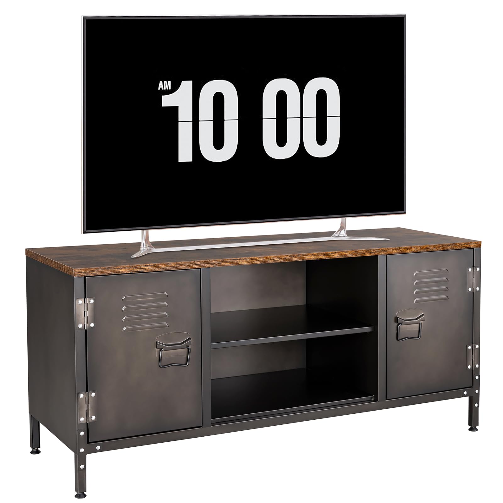 Metalowa szafka do przechowywania, kredens, szafka pod telewizor, metalowa, komoda, szafka wielofunkcyjna, regulowane półki, szafki do salonu, szafka stalowa, stolik pod telewizor, 120 x 40 x 50 cm