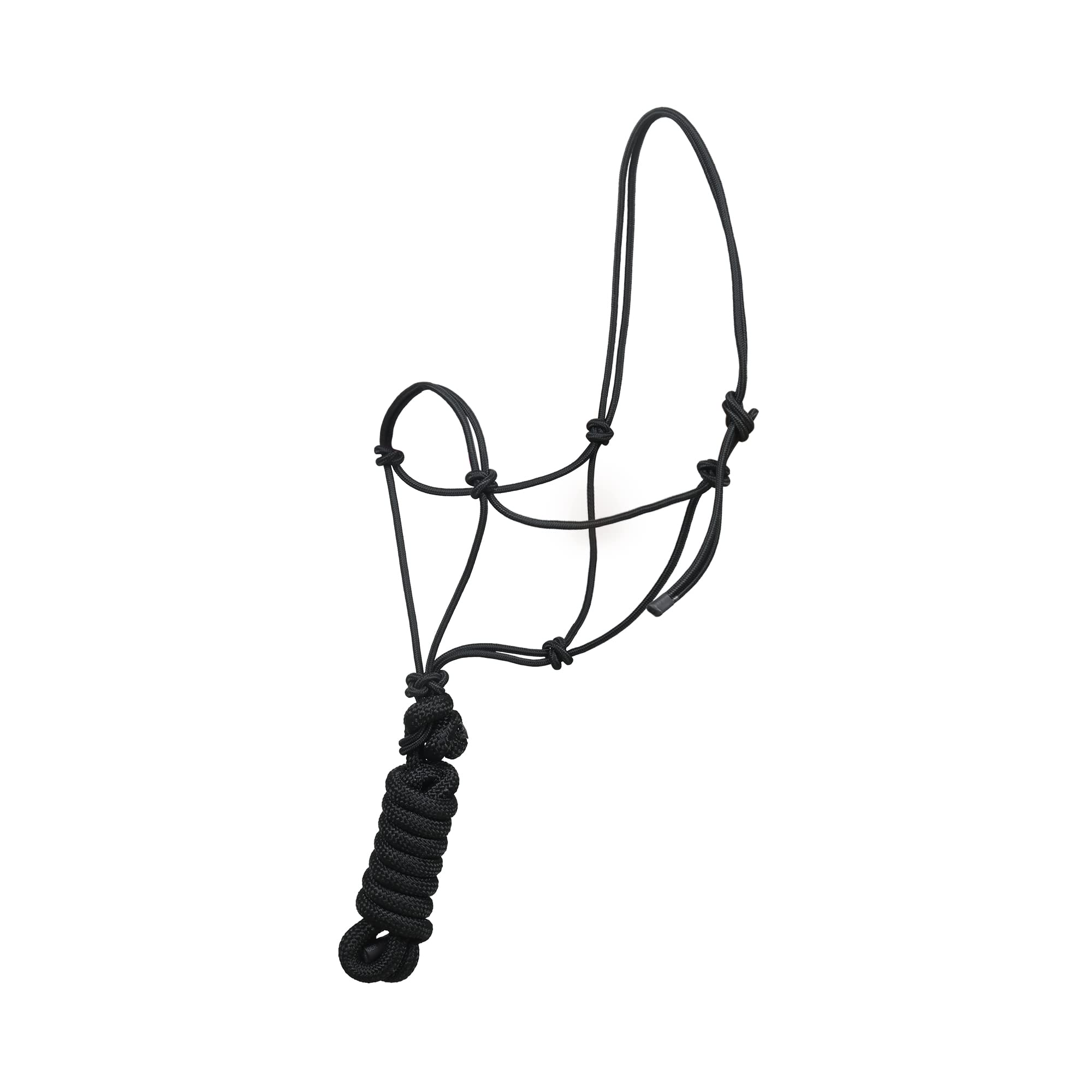SIE Rope Halter for Horses with 8 ft Lead Rope 4 knot Horse Halters (Black), 8 feet