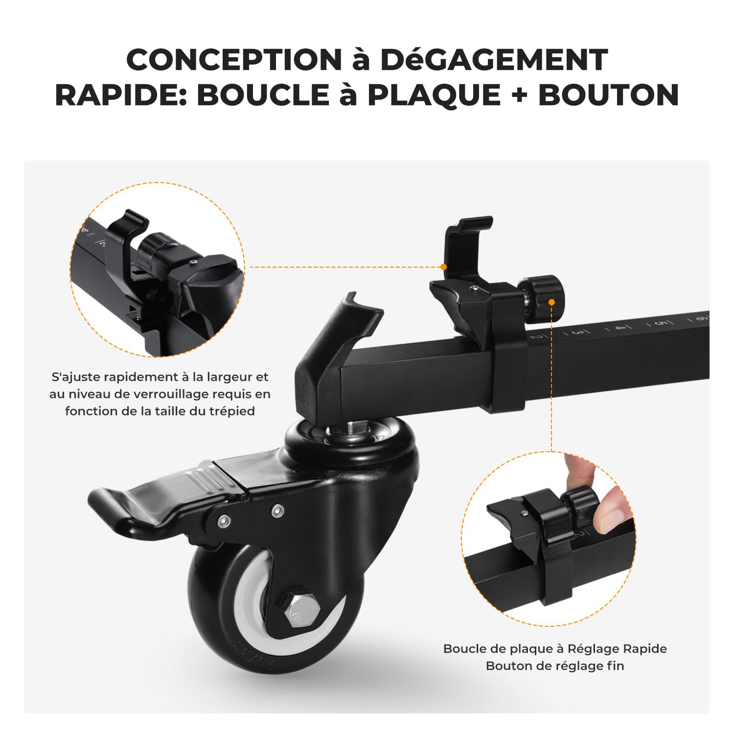 K&F Concept Dolly Trépied à roulettes Charge 20kg