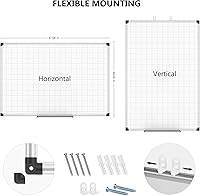 Vista 4 de XBoard Magnetic Dry Erase Board with Lines 48 x 36 Inch, 4' x 3' Double Sided Hanging White Board Planner for Wall Grid Lined White Board +