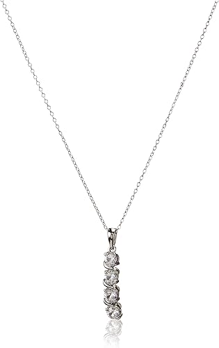 Tienda Collection Womens Sterling Silver Created Gemstones Four Stone Pendant Necklace