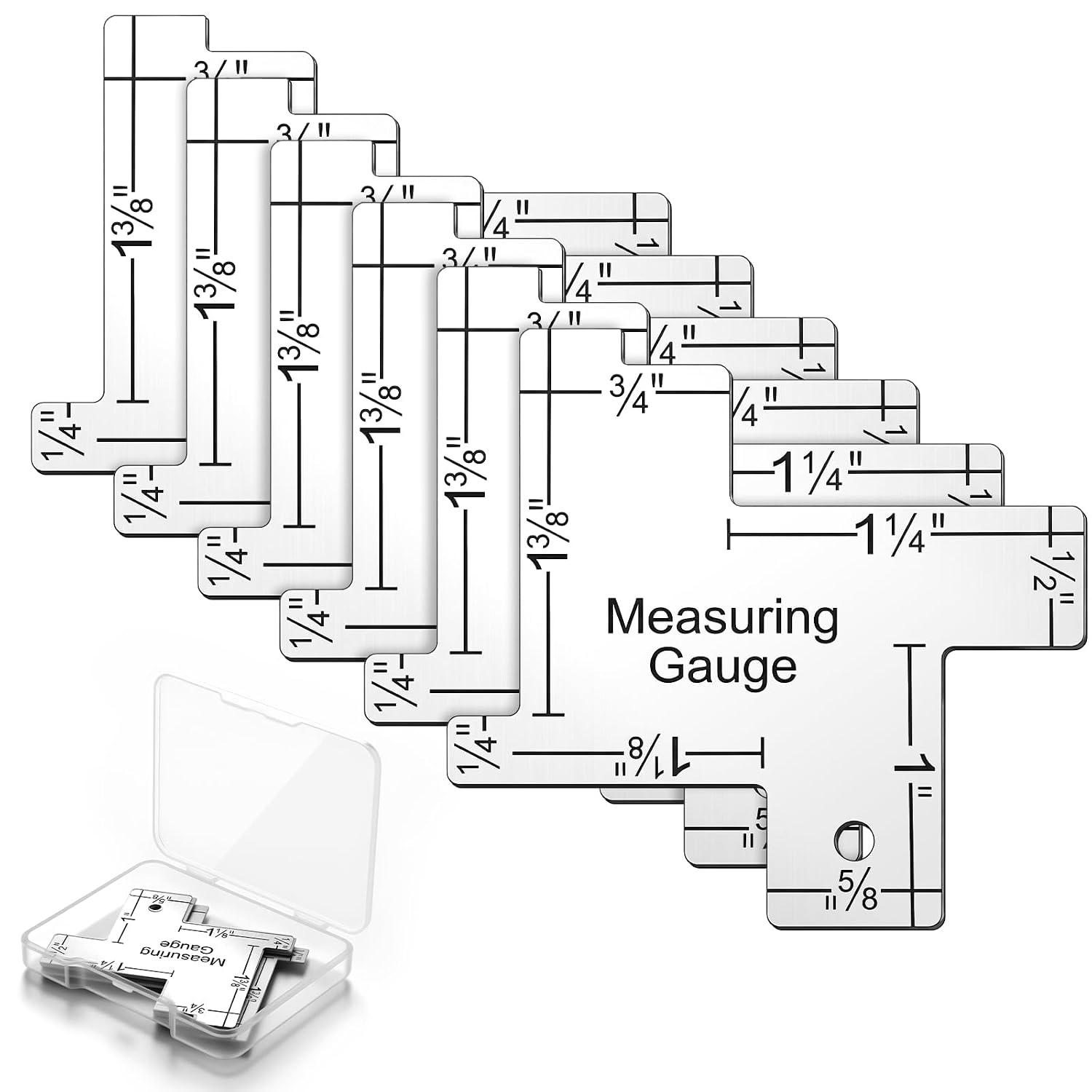 Sabary 6 Pcs 2 Inch Mini Sewing Gauge Aluminium Measuring Gauge Quilting Template Ruler Precision Sewing Tool for Quilting, DIY Crafting, Embroidery