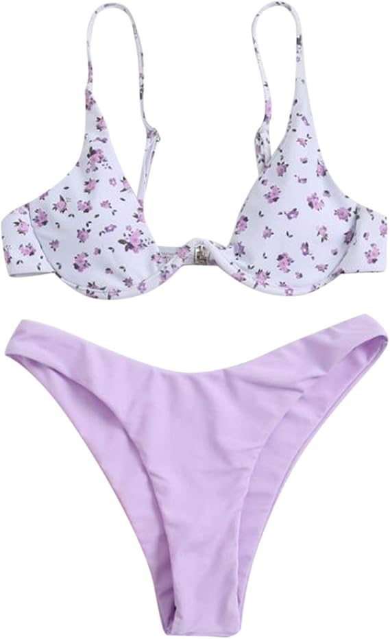 NNAA Bikini acolchado para mujer con escote en V, deportivo, dos piezas