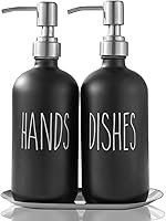 Vista 1 de Dispensador de jabón para platos, dispensador de jabón de manos de vidrio grueso, para fregadero de cocina, bomba de acero inoxidable 304, cocina