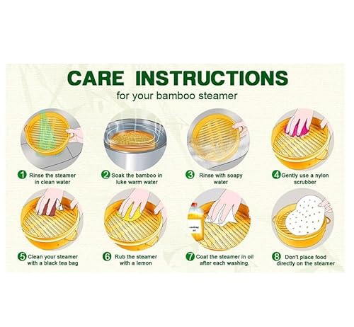 Bamboo Steamer 2 Tier Steamer With Lid Chinese Food Steamer Premium Bamboo Steam Basket Bamboo Cooker Steaming Rack Cookware For Dumplings,Rice,Dim Sum,Vegetables,Fish And Meat (9 Sizes) - Image 7