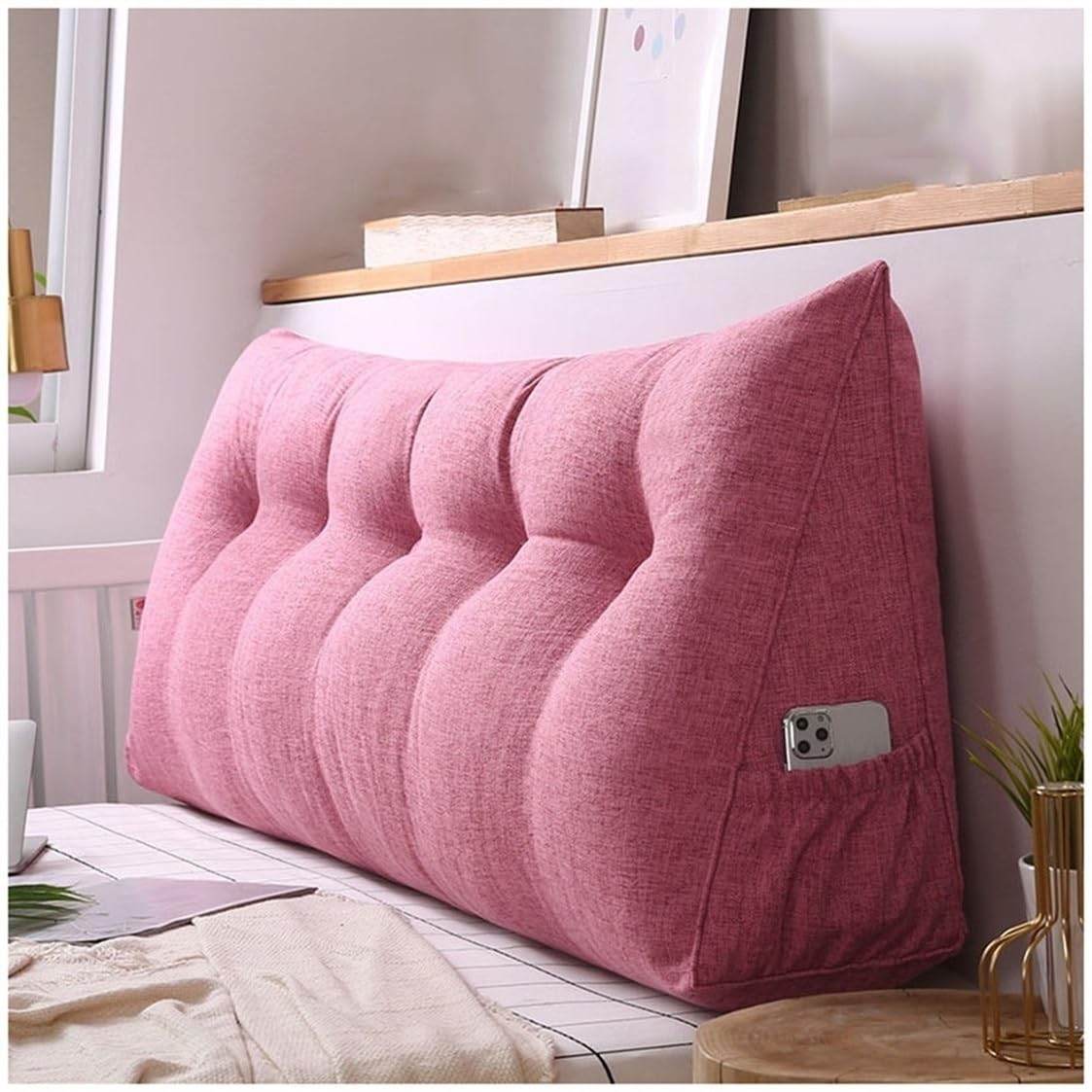Almohada triangular de cabecero para soporte de espalda en lectura y relajación
