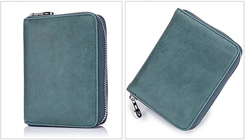 Miniatura 5 de boshiho Cartera con bloqueo RFID de 24 ranuras para tarjetas de crédito, de piel auténtica, organizador de múltiples tarjetas, con cremallera