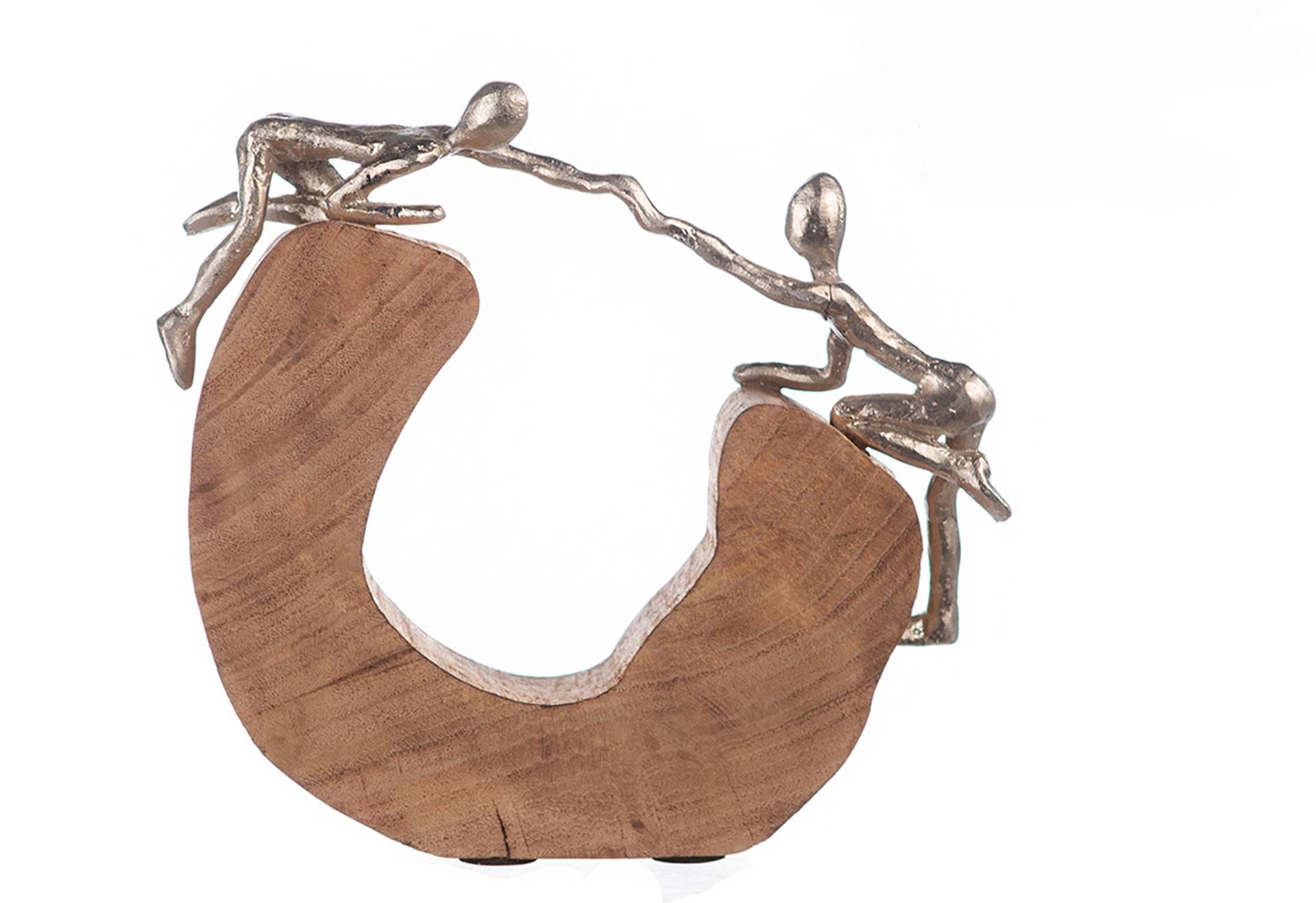 Casablanca - Escultura Decorativa - Soporte - Madera de Mango/Aluminio - Hecho a Mano - Altura 24 cm