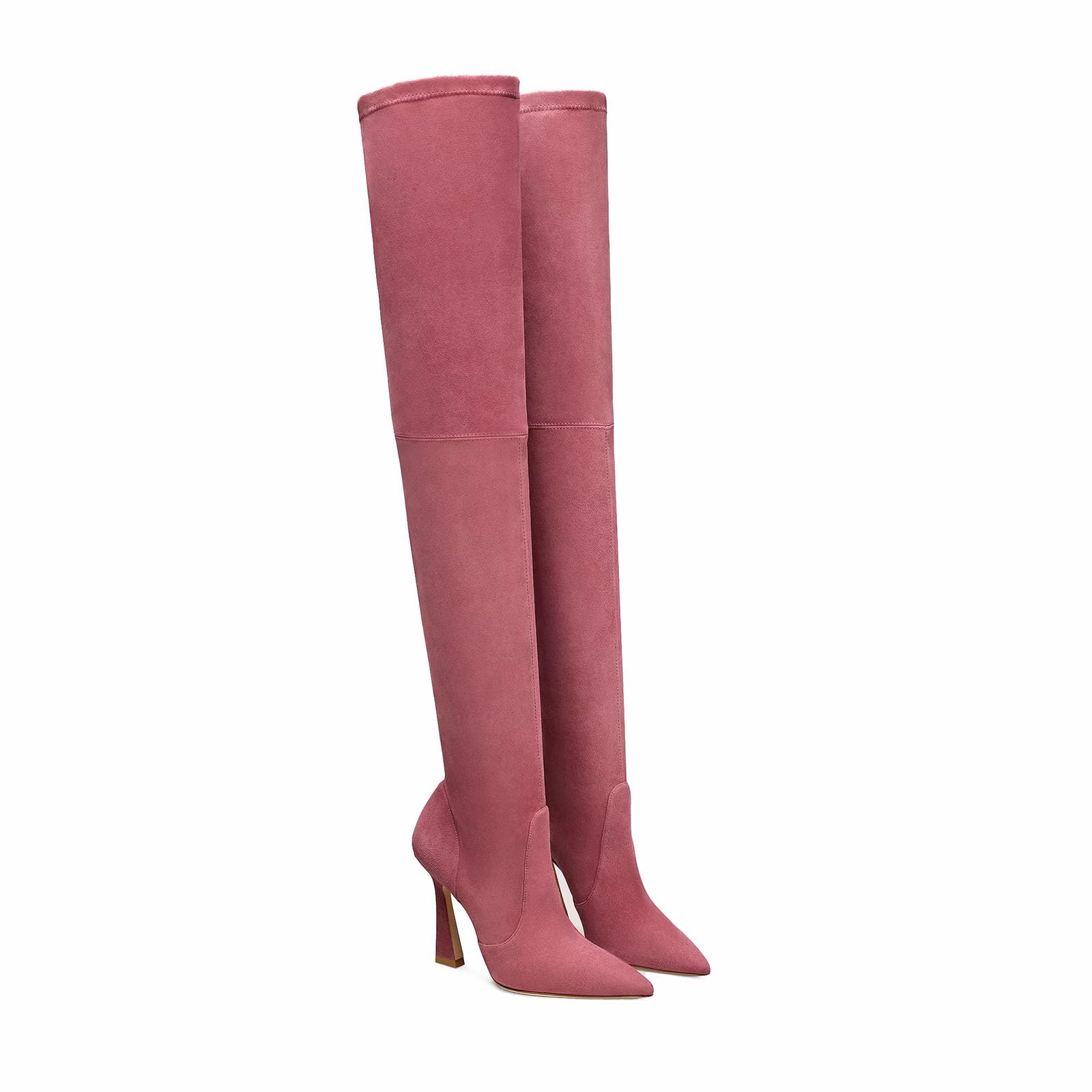 Thigh High Boots for Women Pointed Toe Chunky High Heel Over The Knee High Boots Side Zipper Long