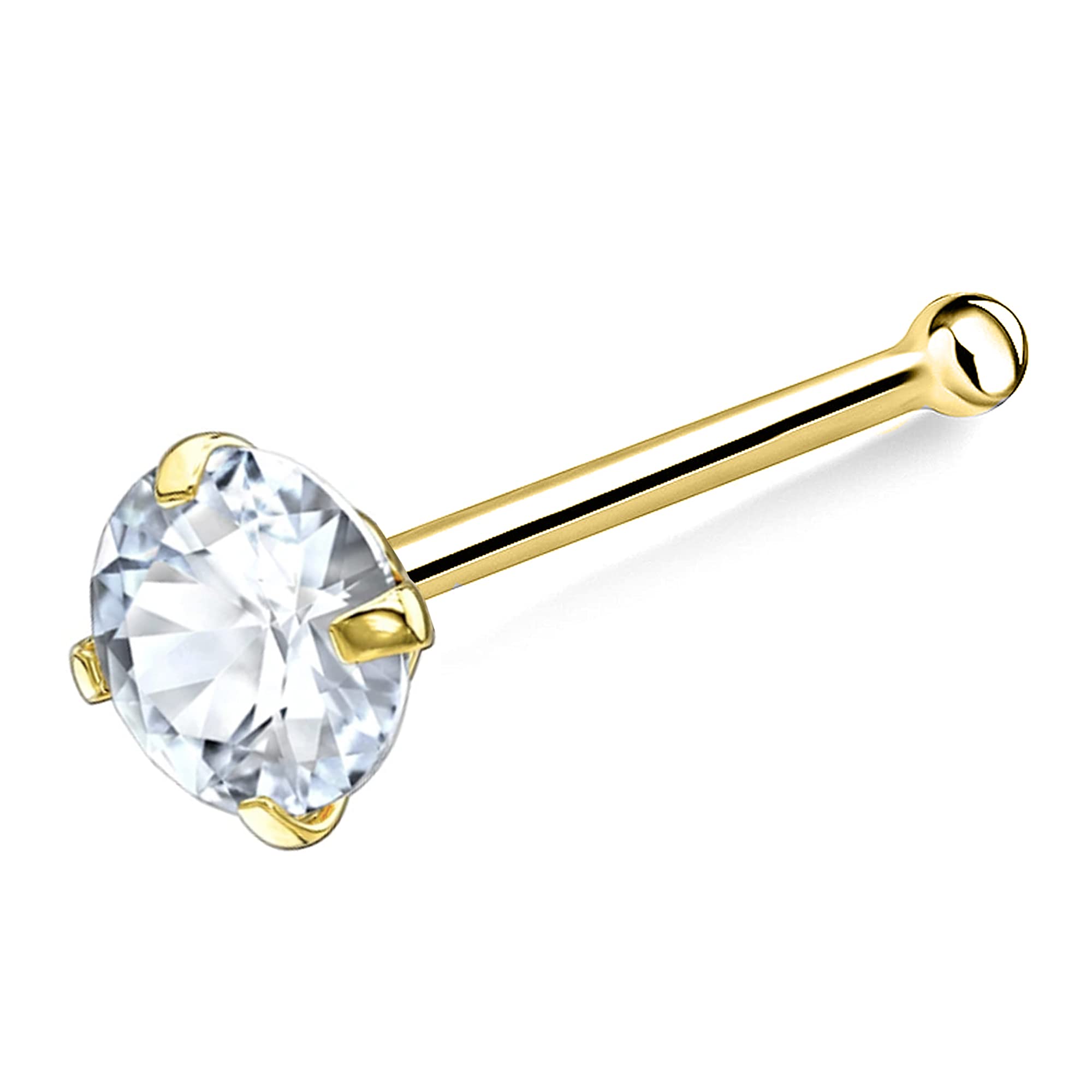 via mazzini 92.5-925 Sterling Silver Gold Plated 3.5mm Crystal Nose Pin Stud for Women and Girls (NR05035) 1 Pc-picture-34