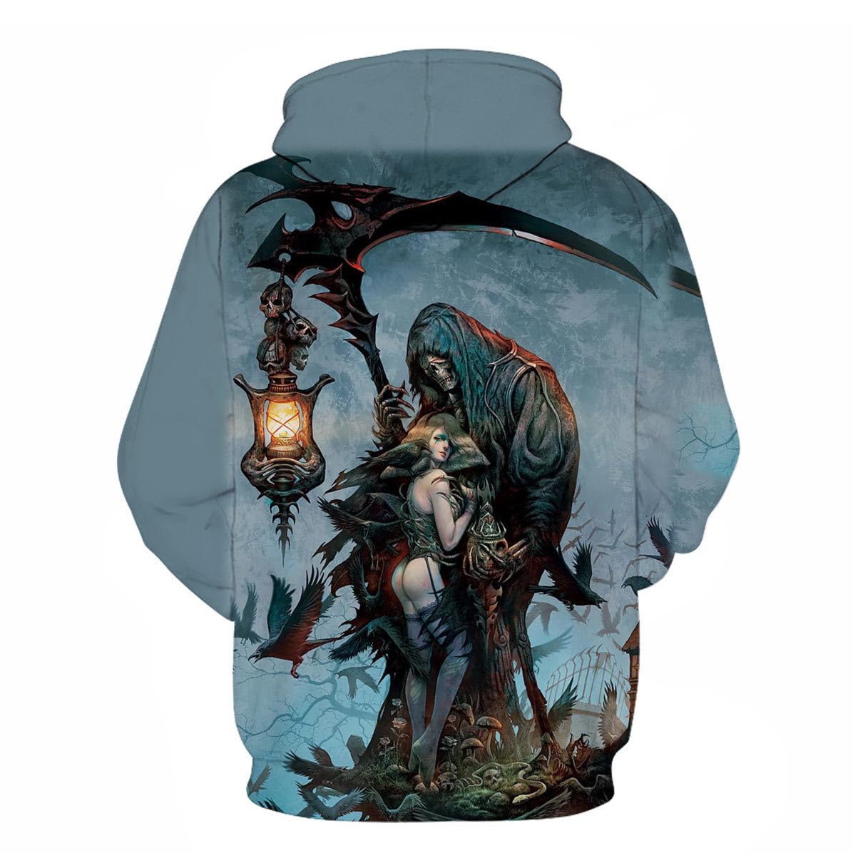 Męska bluza szkielet demon 3D druk cyfrowy pary dwuczęściowy zestaw z kapturem (4XL/B-3)