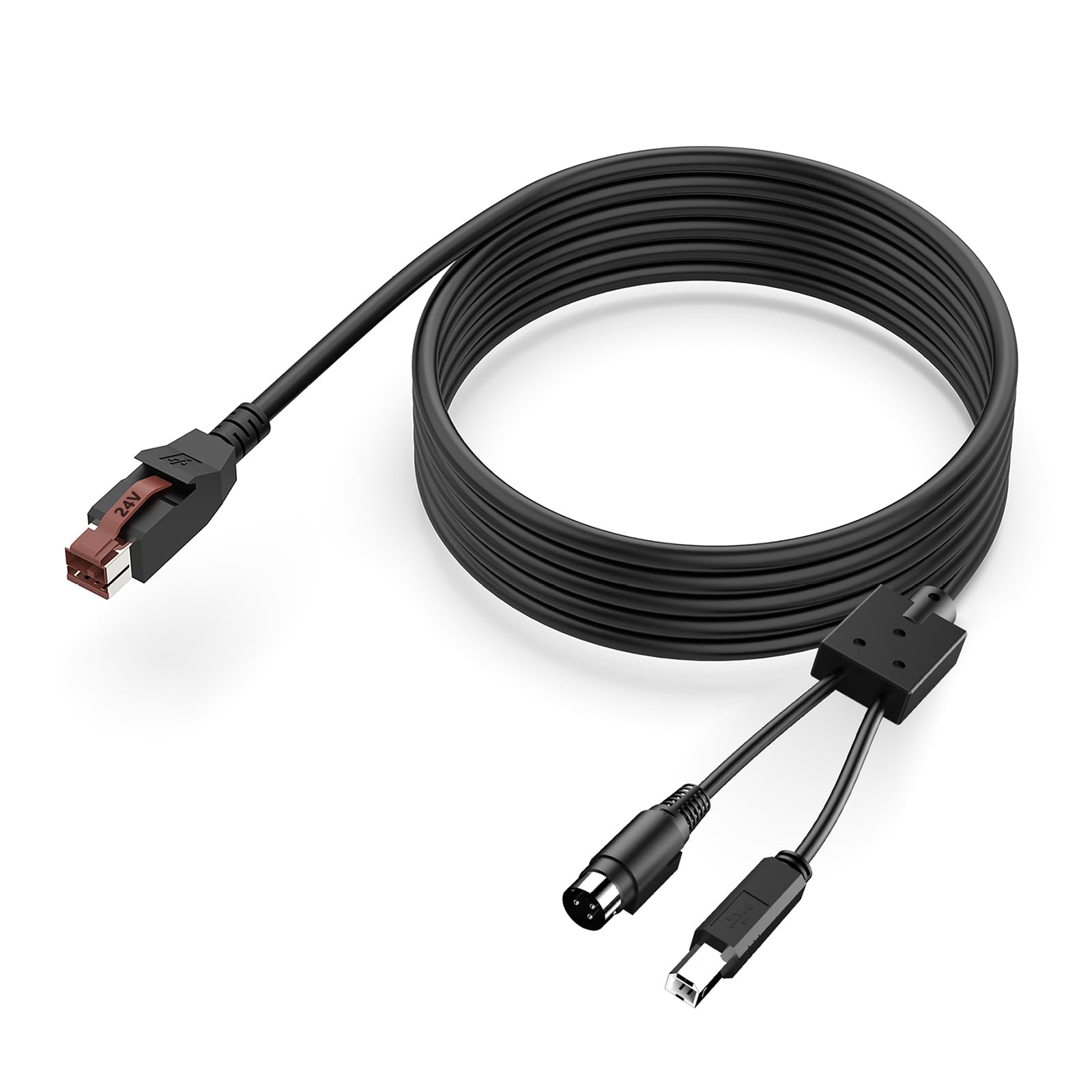 Cavo alimentazione da 24 V USB a 3 pin USB 2.0 B maschio per scansione Stampante codici a barre Dispositivi Accessori Cavo alimentazione della stampante
