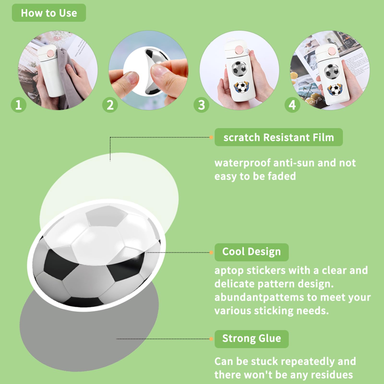 Adesivi Da Calcio TIESOME - 100 Pezzi Impermeabili, Per Bottiglie, Laptop E Skate - Decorazione Alla Moda