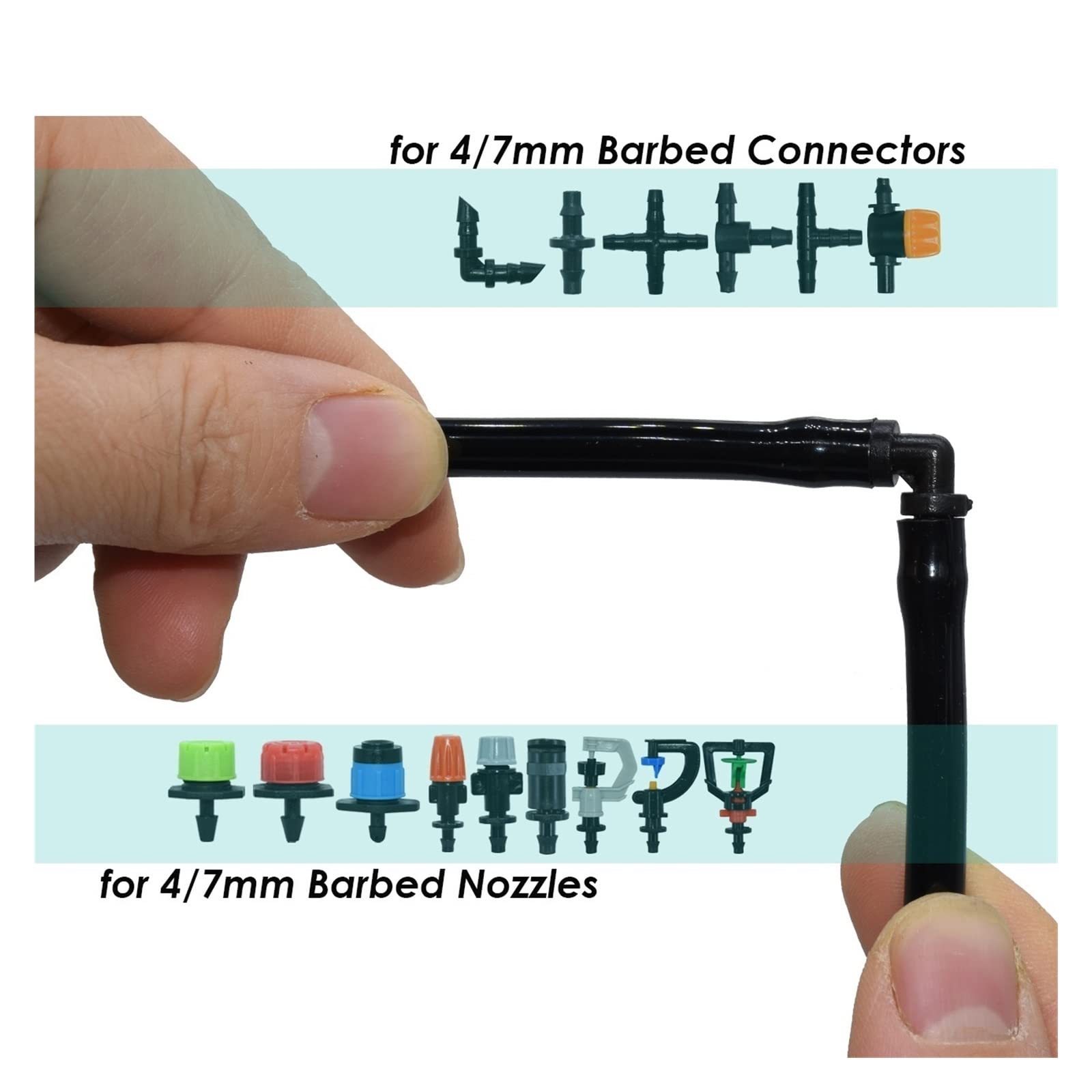 10m-50m 4/7mm Gartenbewässerung PVC-Schlauch 1/4 Zoll Micro Pipe Tubing Tropfbewässerung Balkon Sprinkler Rasen Blume Pflanze Lucky(SPL11-KIT11-50M)