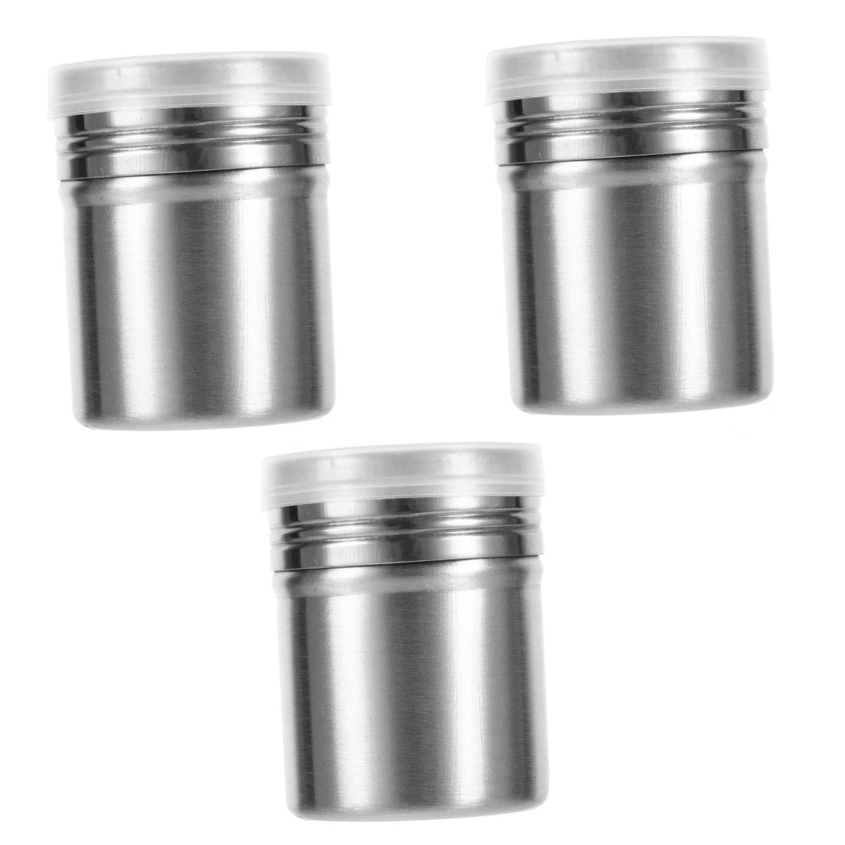 Cabilock 3Pcs Stainless Steel Seasoning Shaker Fine Mesh Pepper Sugar Cocoa Powder Dispenser Dust Cover for Freshness for Baking Applications