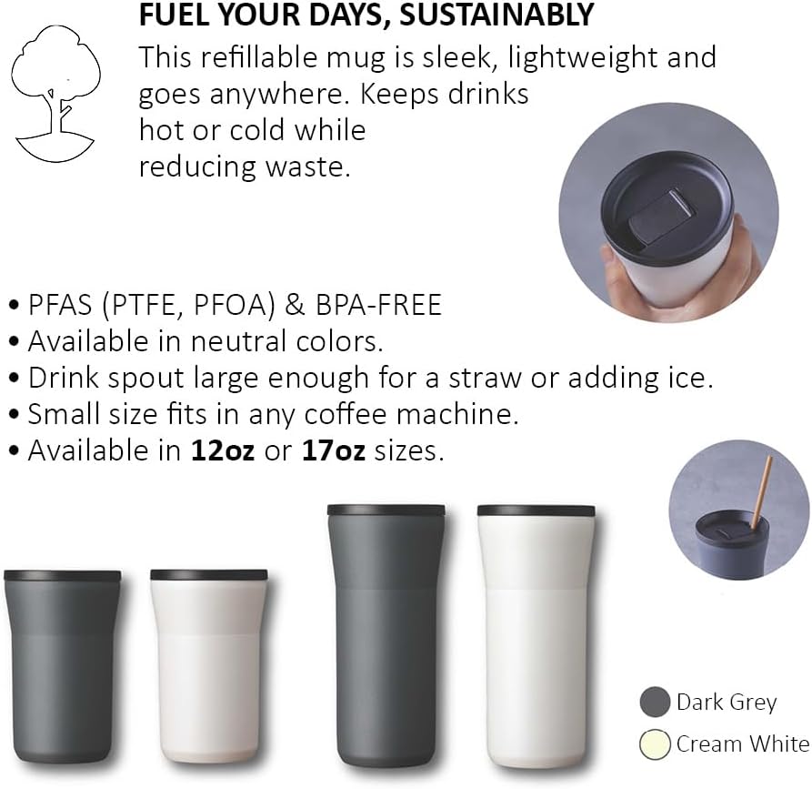 Kyocera 17 oz Ceramic Coated Tumbler with Lid - Dark Gray