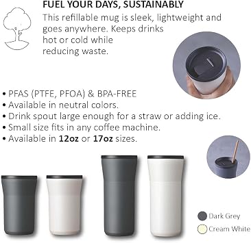 Kyocera 12 oz Ceramic Coated Tumbler with Lid - Dark Gray | KYOCERA Ceramic-Coated Tumbler: Vacuum-Insulated Mug with Lid for Coffee, Tea, or Wine Pure Flavor & BPA-Free Travel Design