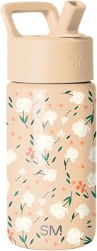 Simple Modern Kids Water Bottle with Straw Lid | 14oz Insulated Stainless Steel Kids Tumbler & Spill Proof Toddler Cup for School, Girls, Boys | Summit | Chloe Floral