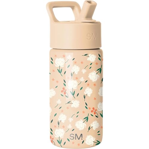 Simple Modern Kids Water Bottle with Straw Lid | 14oz Insulated Stainless Steel Kids Tumbler & Spill Proof Toddler Cup for School, Girls, Boys | Summit | Chloe Floral