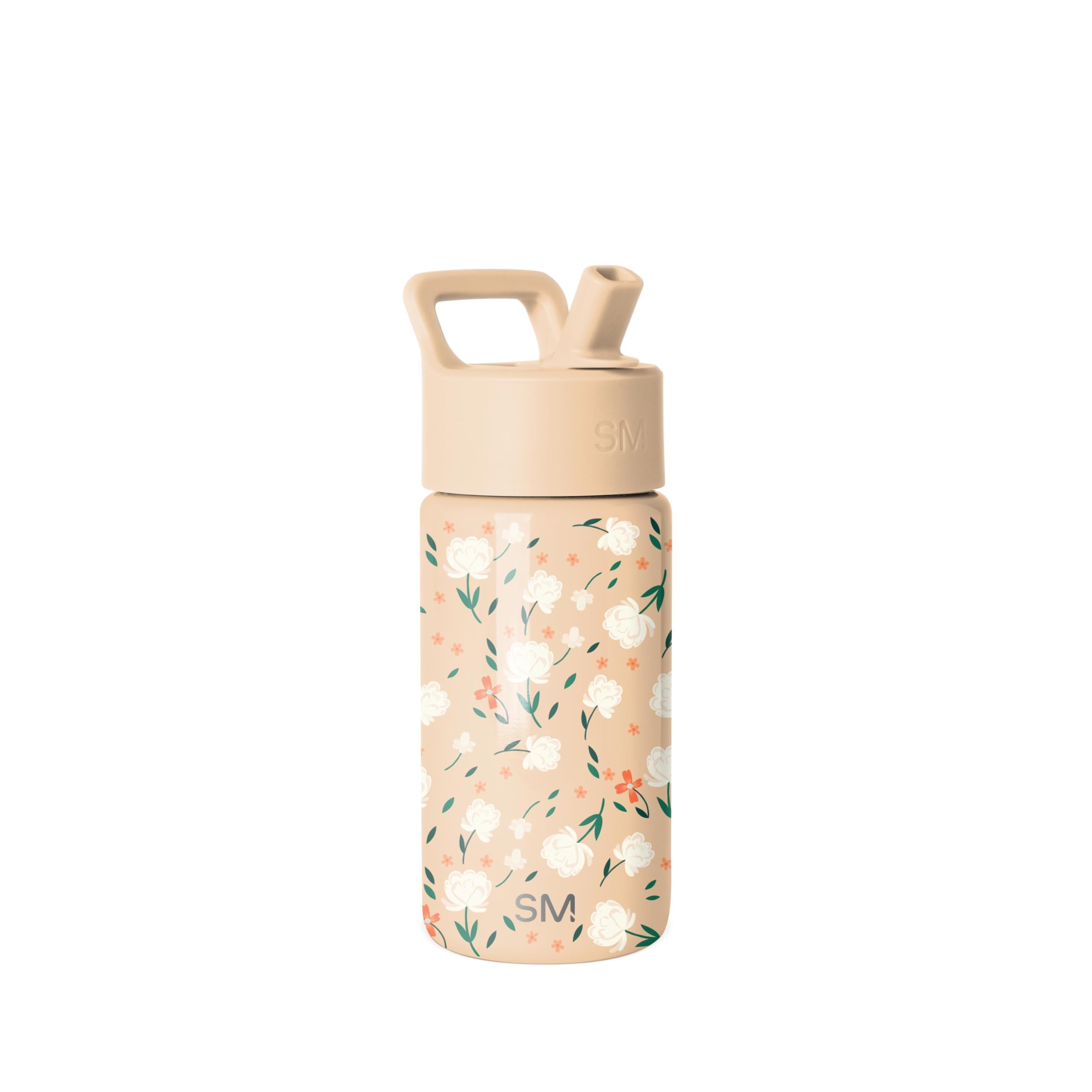 Simple Modern Gourde enfants avec paille | Gobelet isotherme réutilisable en acier inoxydable pour tout-petits, filles et garçons | Collection Summit | 415 ml | Motif floral Chloé