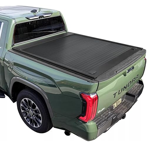 Syneticusa MB Retractable Hard Truck Bed Tonneau Cover Fits 2007-2021 Tundra 5'6" (66.7”) Box Powder Coated Matte Black Aluminum Waterproof Accessories