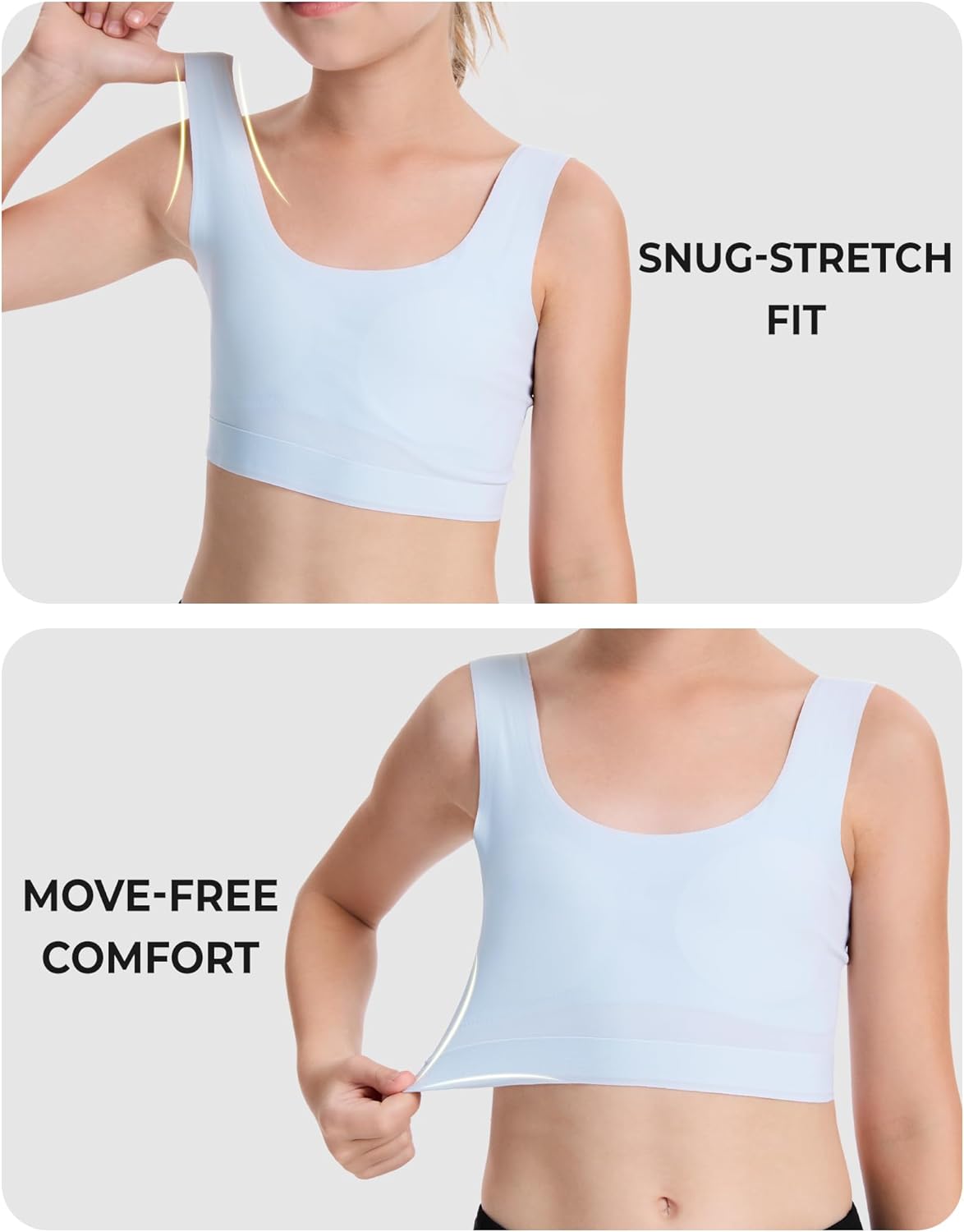 BOOPH Girls Training Bras Kids Bra Longline Crop Fixed Pads Underwear for Teen Girl Sports 9-14Y 4 Packs - Image 4