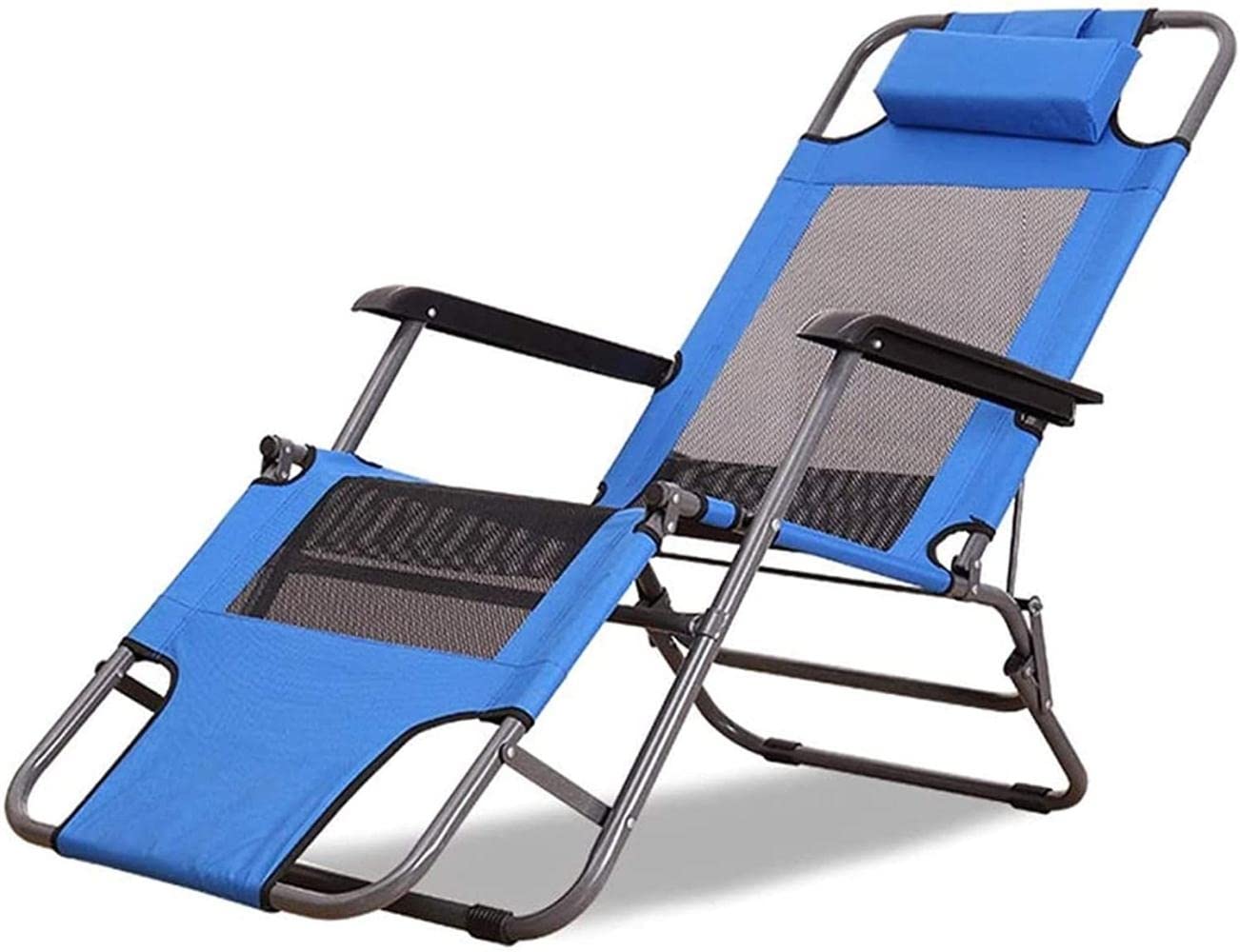 Chaise longue inclinable réglable bleue fauteuil relax de jardin