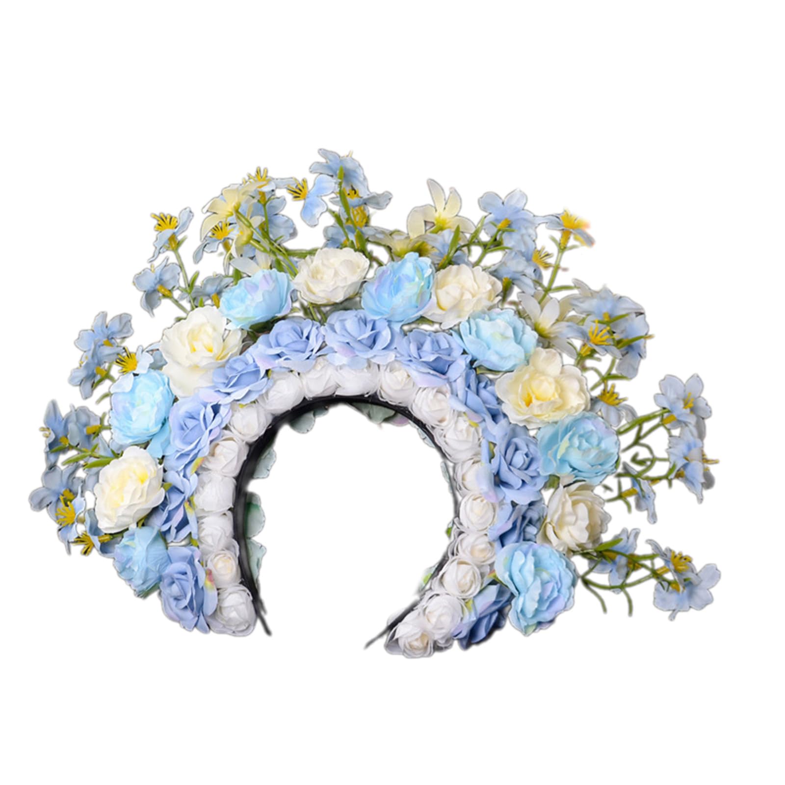 Corona de rosas para la playa, flores, guirnaldas de flores, diadema, coronas de boda, diadema, para mujeres, niñas, niños, accesorios para el pelo de flores