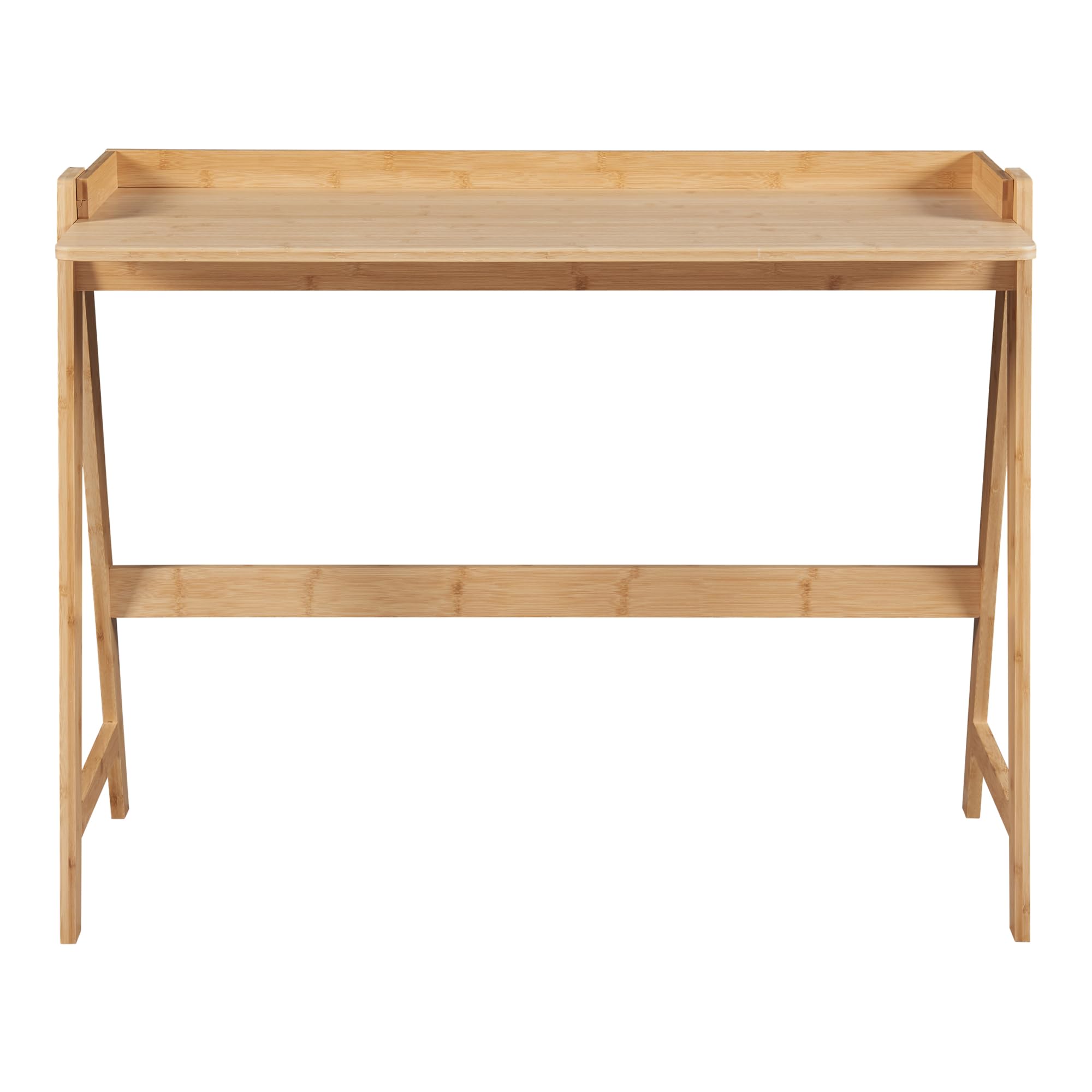 [en.casa] Escritorio con Anticaída Mesa Rectangular de Despacho Estudio Patas en Forma de A Mesa Ordenador máx. 50 kg Bambú 107 x 47 x 81 cm - Natural