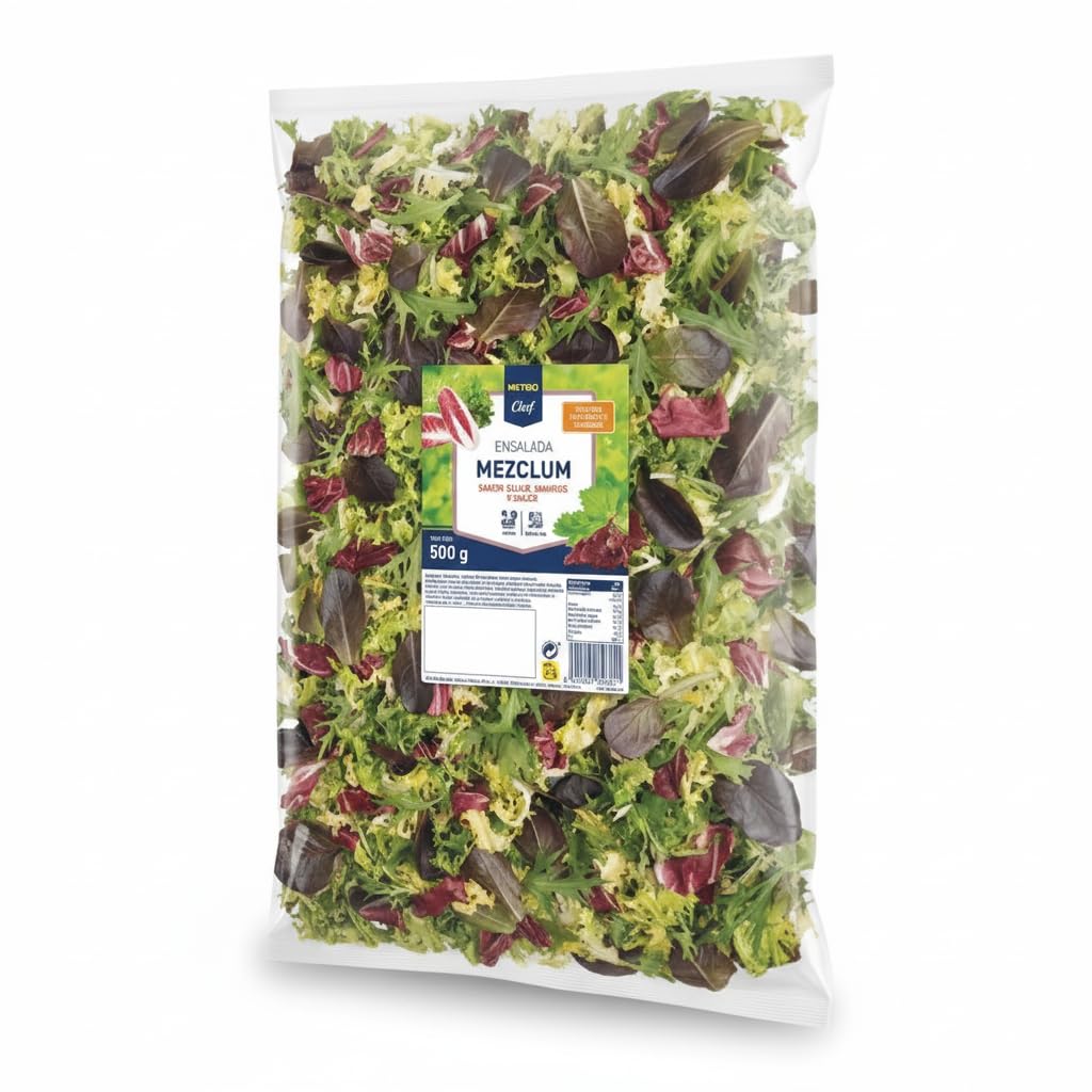 Ensalada Mezclum 500g Metro Mezcla de Escarola Rizada, Lechuga Roja, Radicchio y Mizuna
