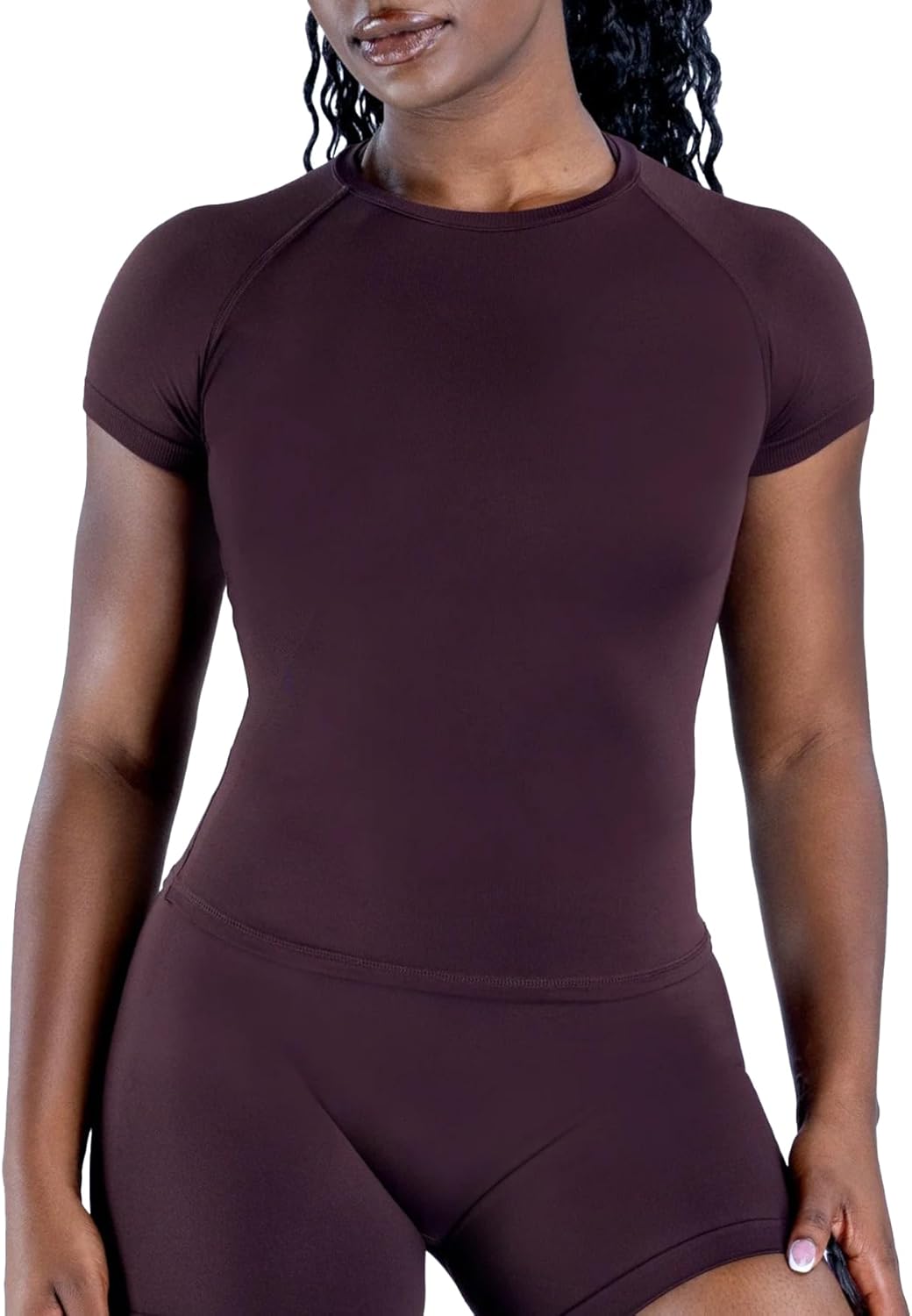 Fitted T-Shirts for Women Gym Compression Shirts Workout Crop Top Tee