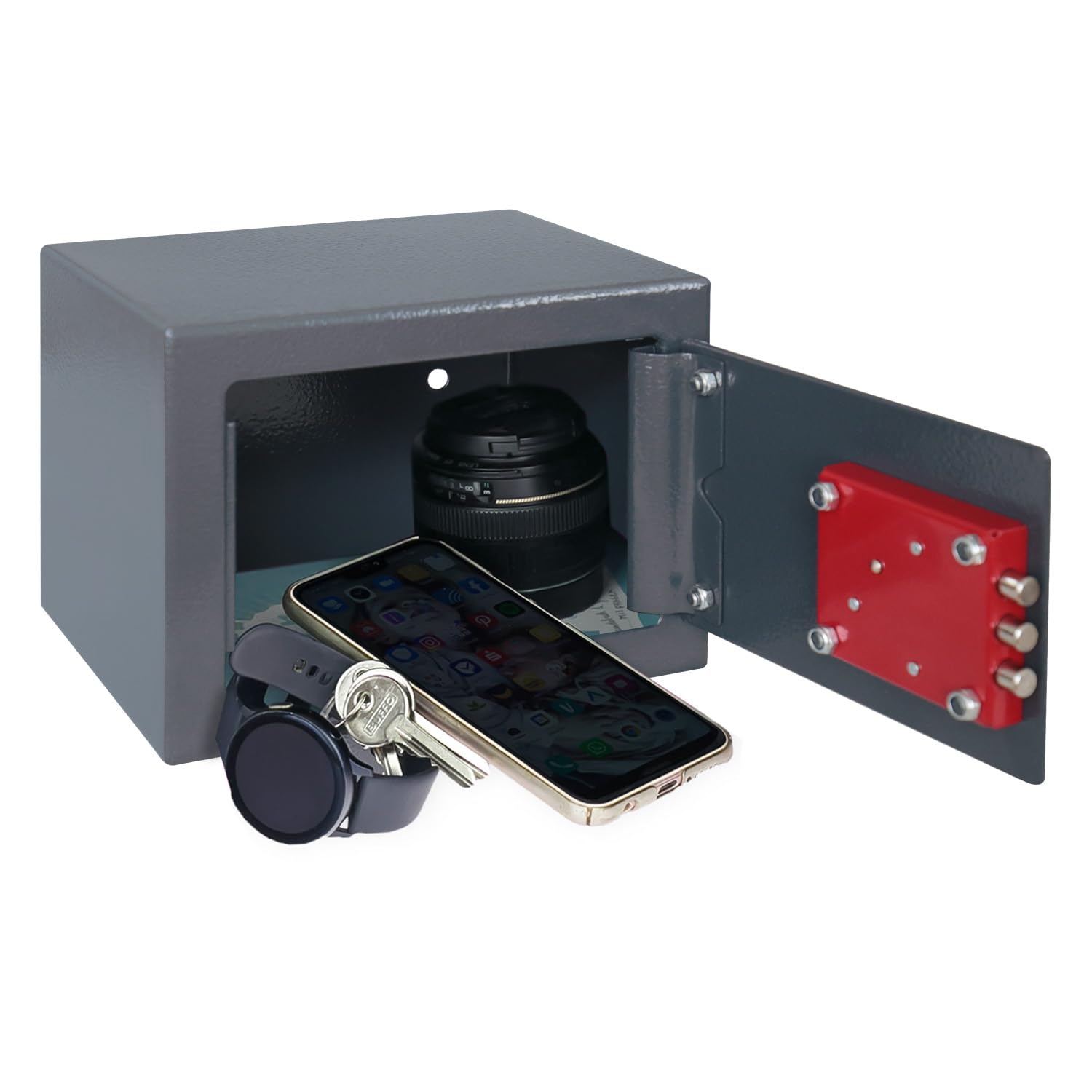 HMF 49216-11 Mały sejf z kluczem, sejf meblowy | 23 x 17 x 17 cm | antracytowy