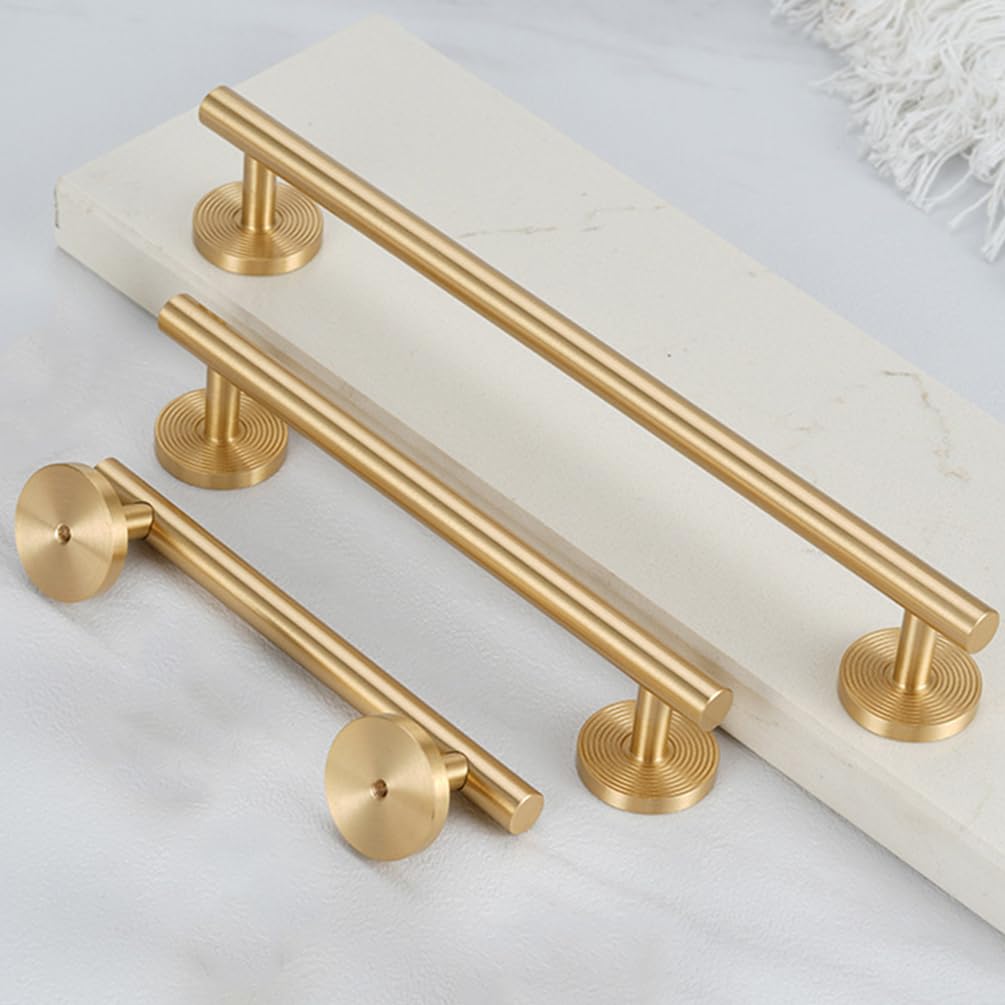 Maniglie per armadi in ottone Oro, Maniglie e pomelli for armadietti con fiocco dorato in ottone massiccio, confezione da 2, spaziatura tra i fori 96-480 mm(Hole spacing: 128mm/5in)