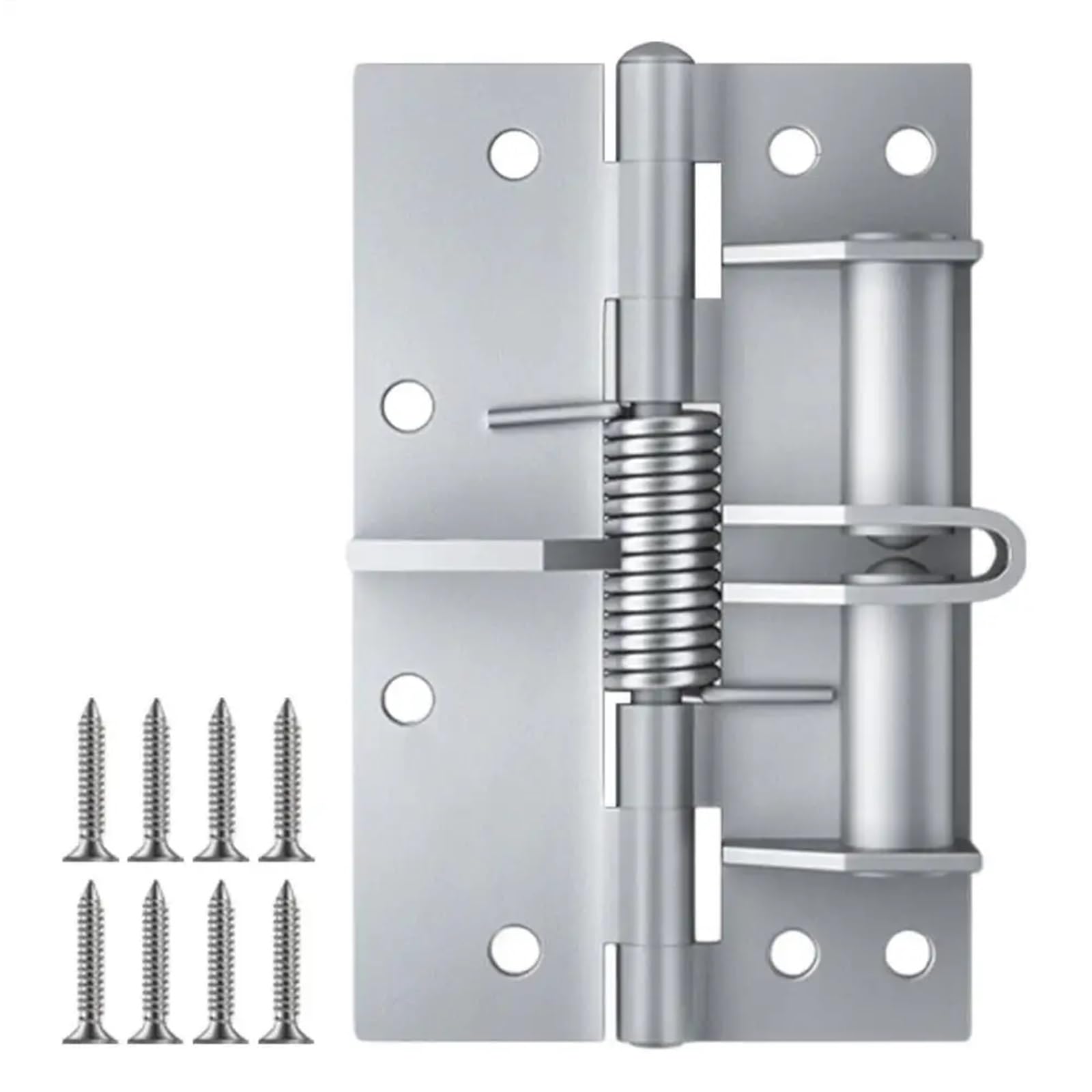 Self-Opening Spring Hinges, Automatic Self Closing Door Hinges Hydraulic Buffer Speed Mute(Silver)