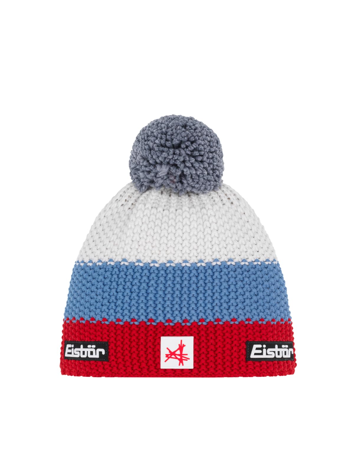Eisbär Bonnet Star Pompon Ski Austria Kids - Bonnet d'hiver chaud pour garçon et fille - 55 cm (7-8 ans) - Respirant avec bande intérieure en polaire - Bonnet à pompon pour enfant fabriqué en Autriche