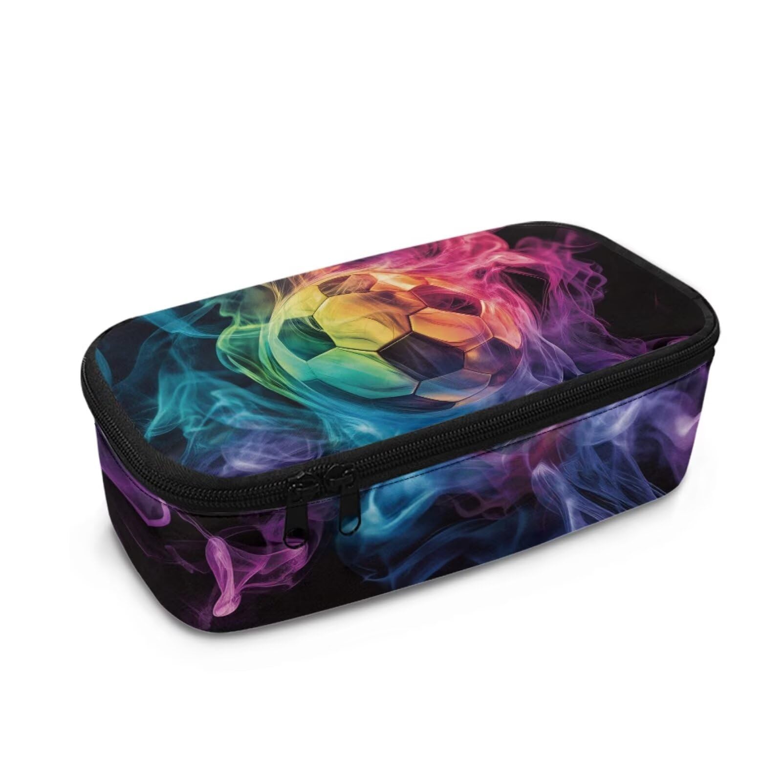 TOADDMOS Colorful Fire Football Pencil Bag with Smooth Zipper Storage Pencil Pen Case Bag Stationery Case,Gift for Girls Women Boys Men