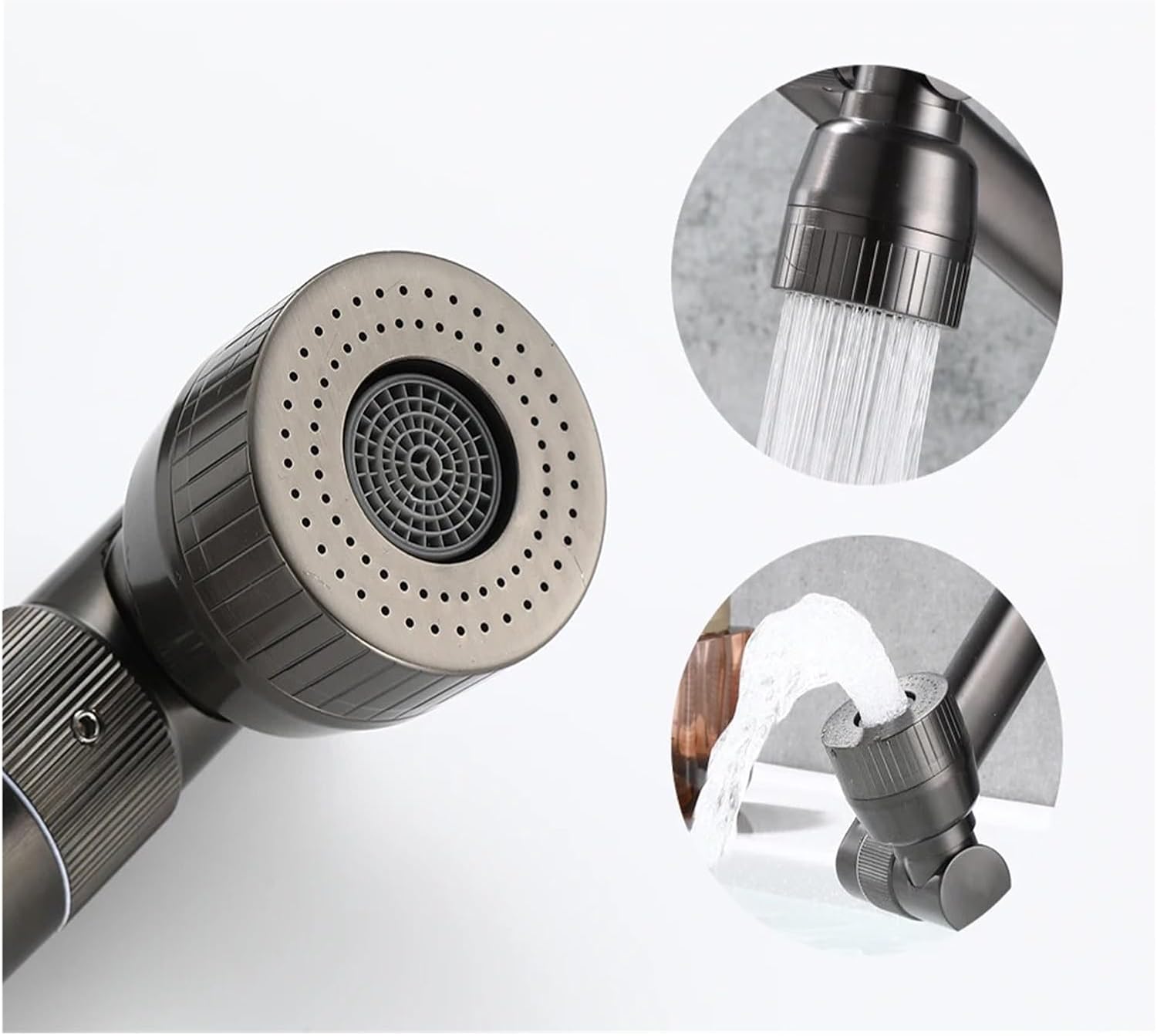 キッチン水栓、 多機能回転式浴室用蛇口 洗面台用ミキサー キッチンシンク用蛇口 温水・冷水 真鍮(Gold)