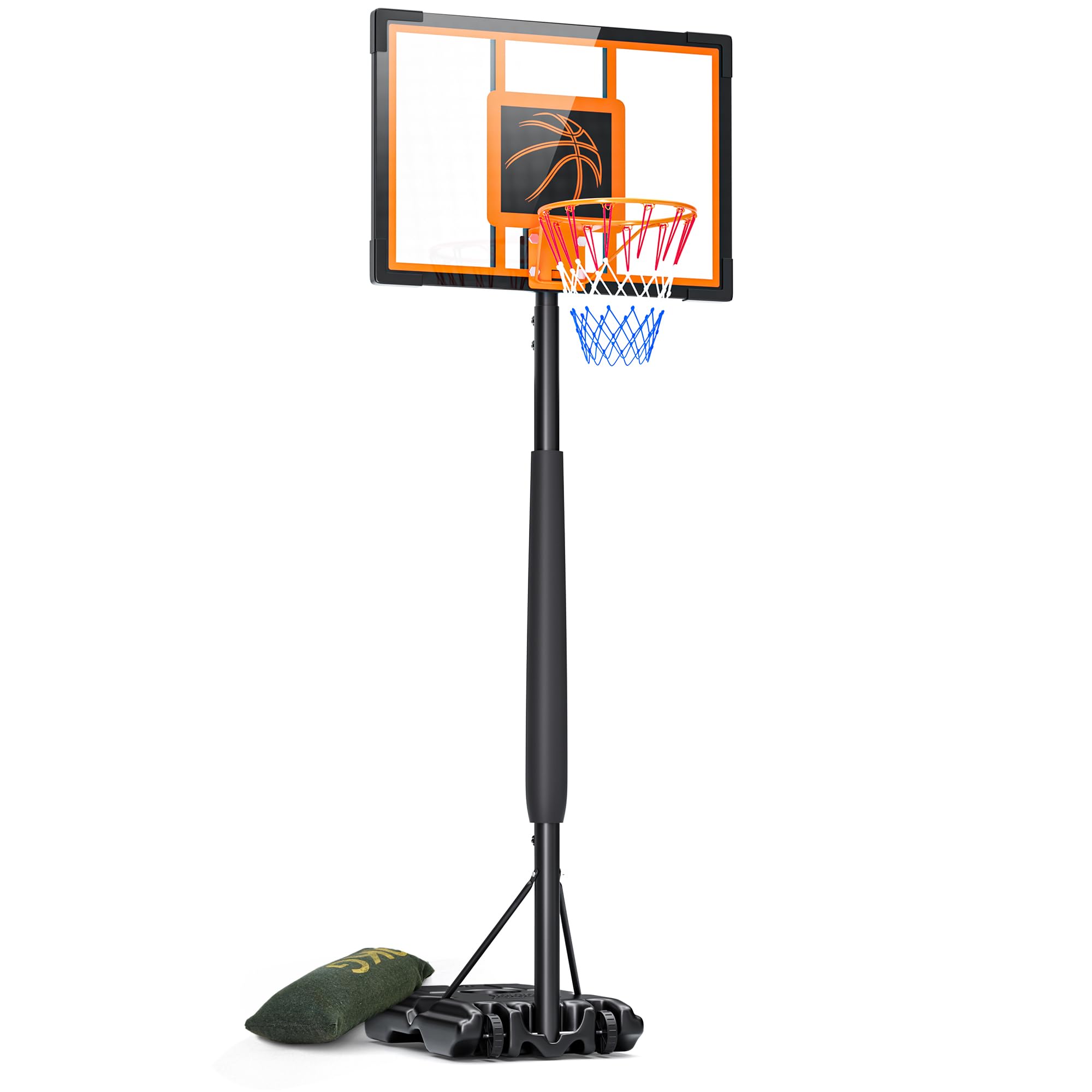 Adjustable Basketball Hoop and Goal, Outdoor Portable Basketball Hoop with Shatterproof Backboard System for Youth, Kids, Teenagers and Adults in Backyard, Driveway, Indoor, Outdoor
