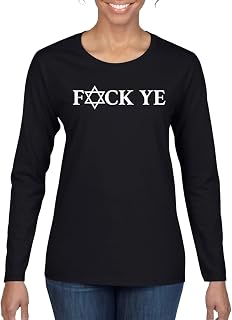 F Fuck Kanye Middle Finger Jewish Star Viral Trending Meme Hip Hop Music Pop Culture Womens Graphic Long Sleeve T-Shirt