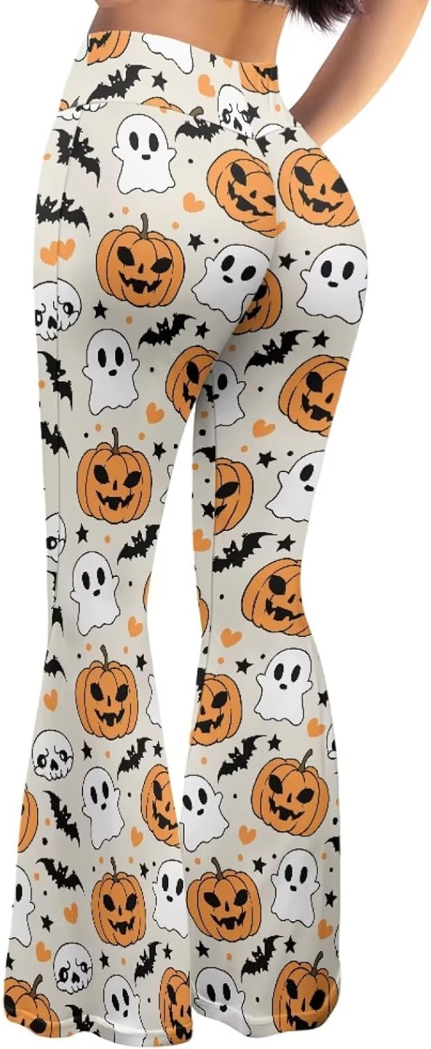 Bell Bottom Halloween Pants for Women High Waisted Flare Leggings