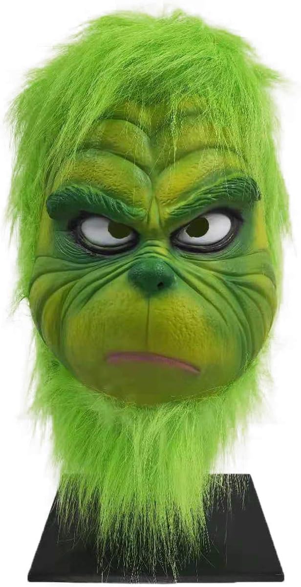 Christmas Green Big Monster Mask Santa Claus Halloween Csoplay Costume Props Xmas Funny Full Face Mask for Party