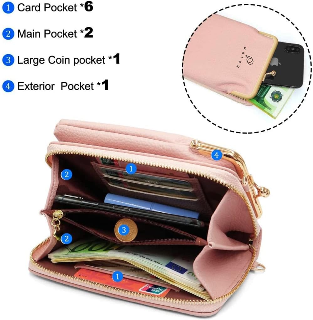 PALAY® Women Crossbody Phone Bag Ladies Wallet Small Soft PU Leather Cell Phone Purse Mini Shoulder Bag with Strap Card Slots (Multi-Colour1)
