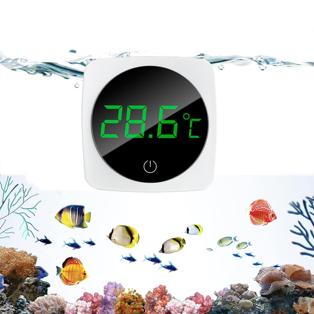 NeoStyleAquarium Thermometer, LED Accurate Temperature Sensor, High Accurate to ±0.9°F, Touch and Sleep Mode, Energy saving Glass Container Stick-on Thermometer (White)