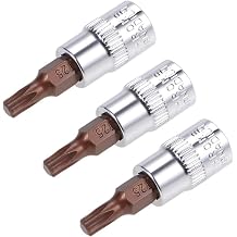 TOP-VIGOR 3Pcs Torx Bit Socket, 1/4" Drive x T25 CR-V Key Socket, Premium S2 Steel Bits, Torx Bit with 38mm Length for Torque Wrench, Ratchet Wrench, Impact Power Drills, Slide Bar